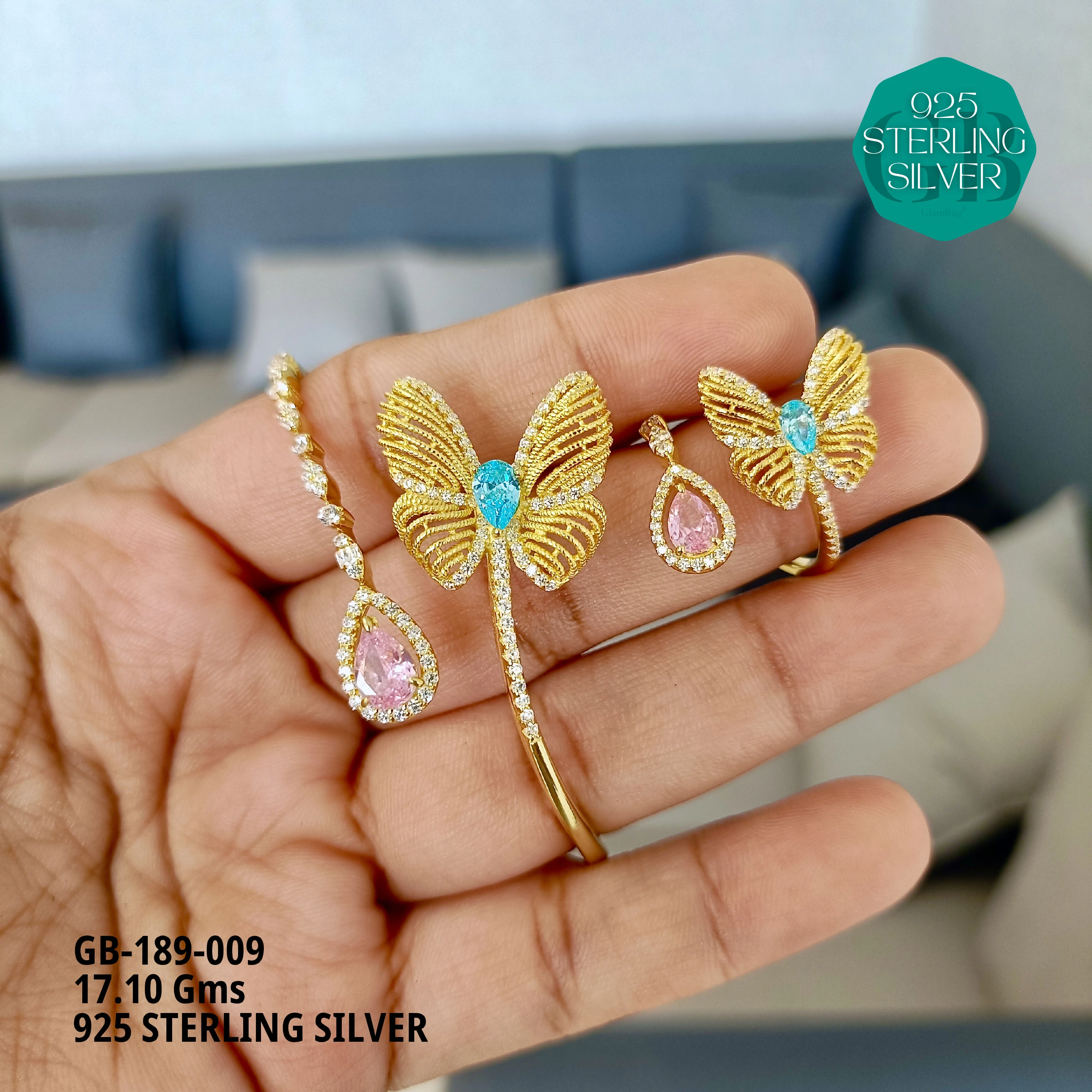 GLAMKADA PEARL - Premium 925 Silver Jewellery - SKU: GB-189-009 - Hyderabad Silver Importers