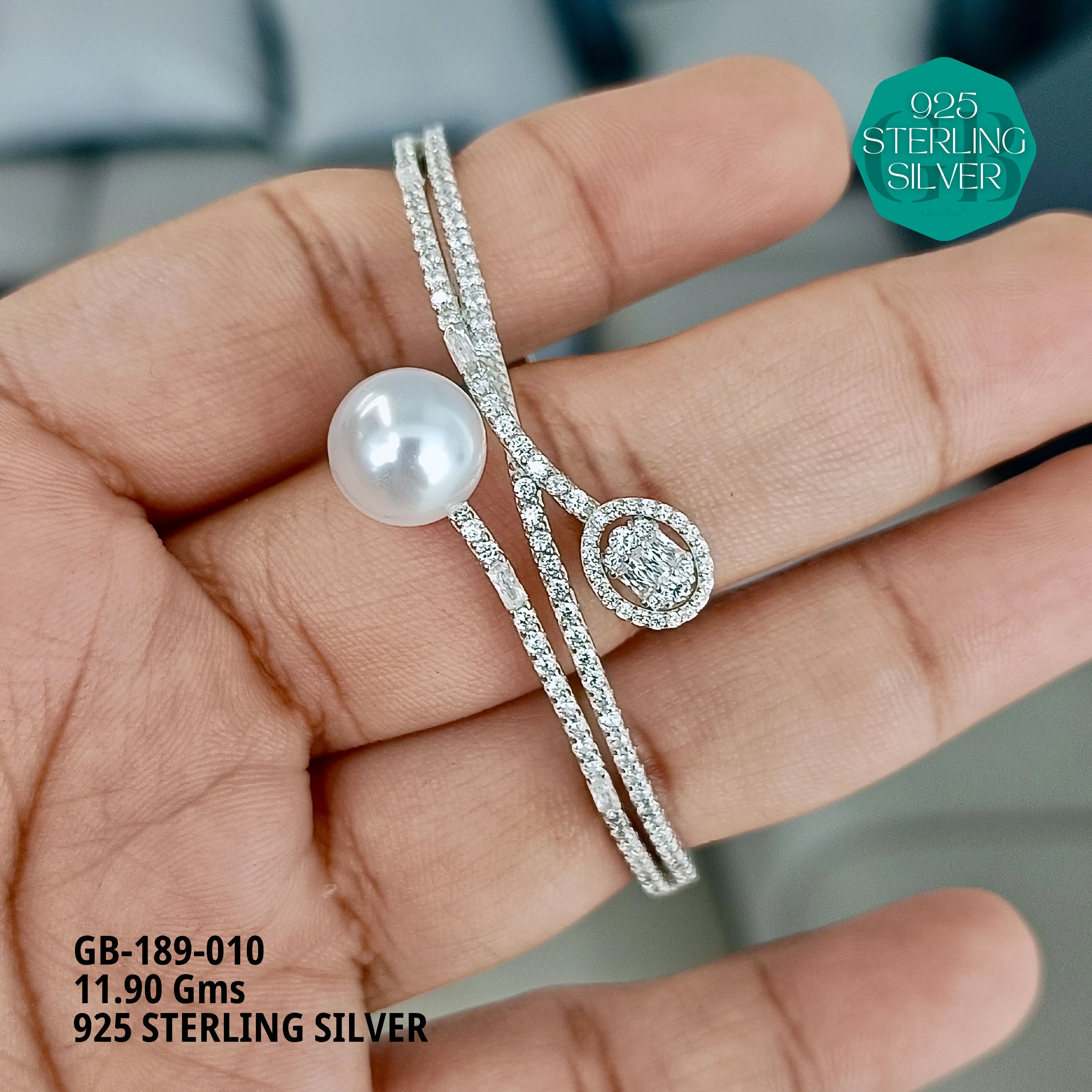 GLAMKADA PEARL - Premium 925 Silver Jewellery - SKU: GB-189-010 - Hyderabad Silver Importers