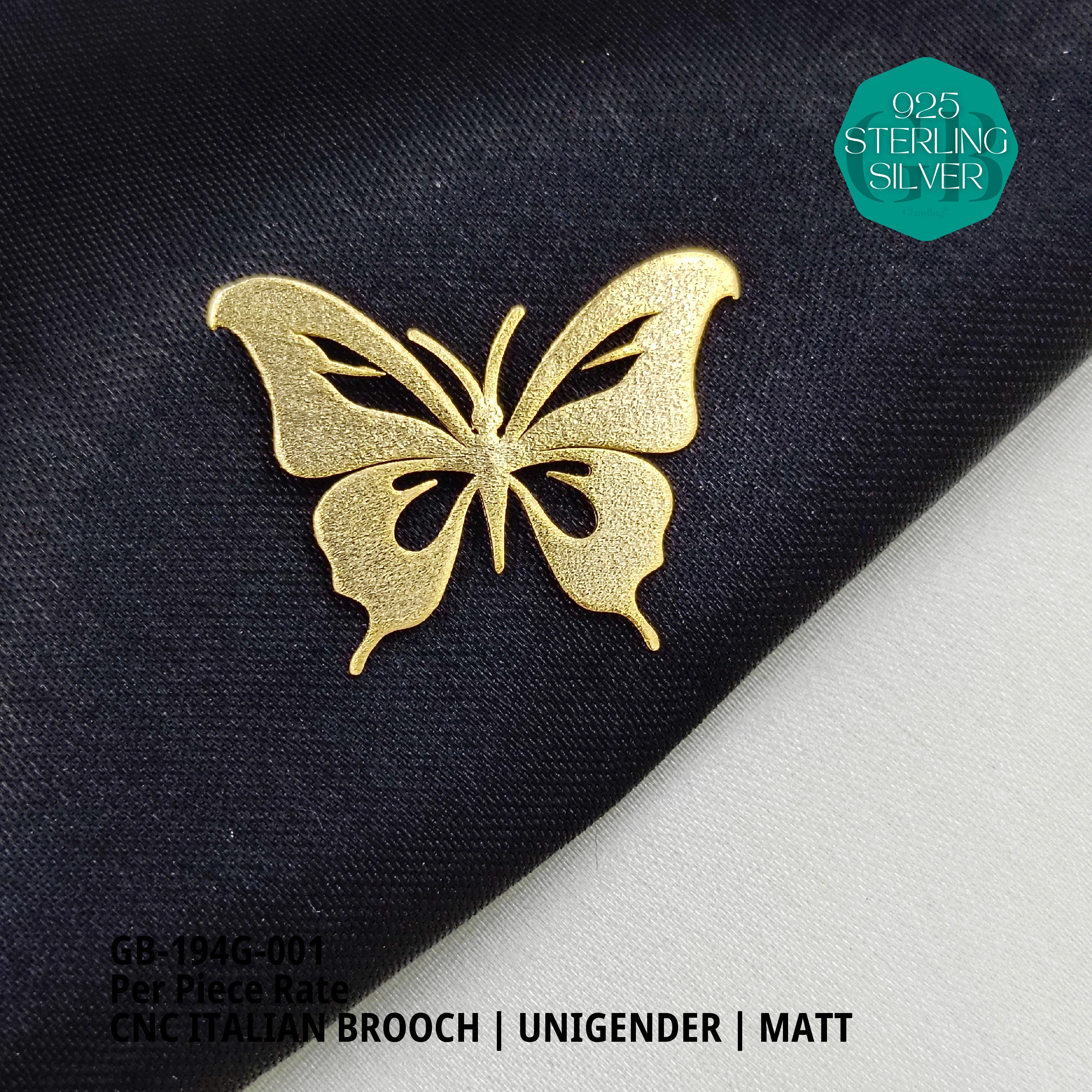 ITALIAN CNC BROOCHES - GOLD - Premium 925 Silver Jewellery - SKU: GB-194G-001 - Hyderabad Silver Importers