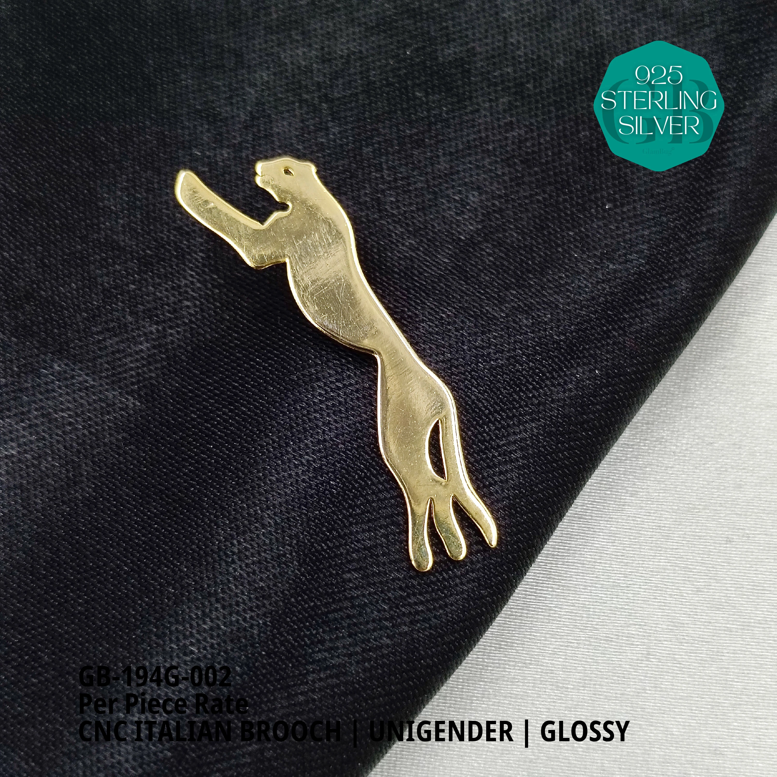 ITALIAN CNC  BROOCHES - GOLD - Premium 925 Silver Jewellery - SKU: GB-194G-002 - Hyderabad Silver Importers