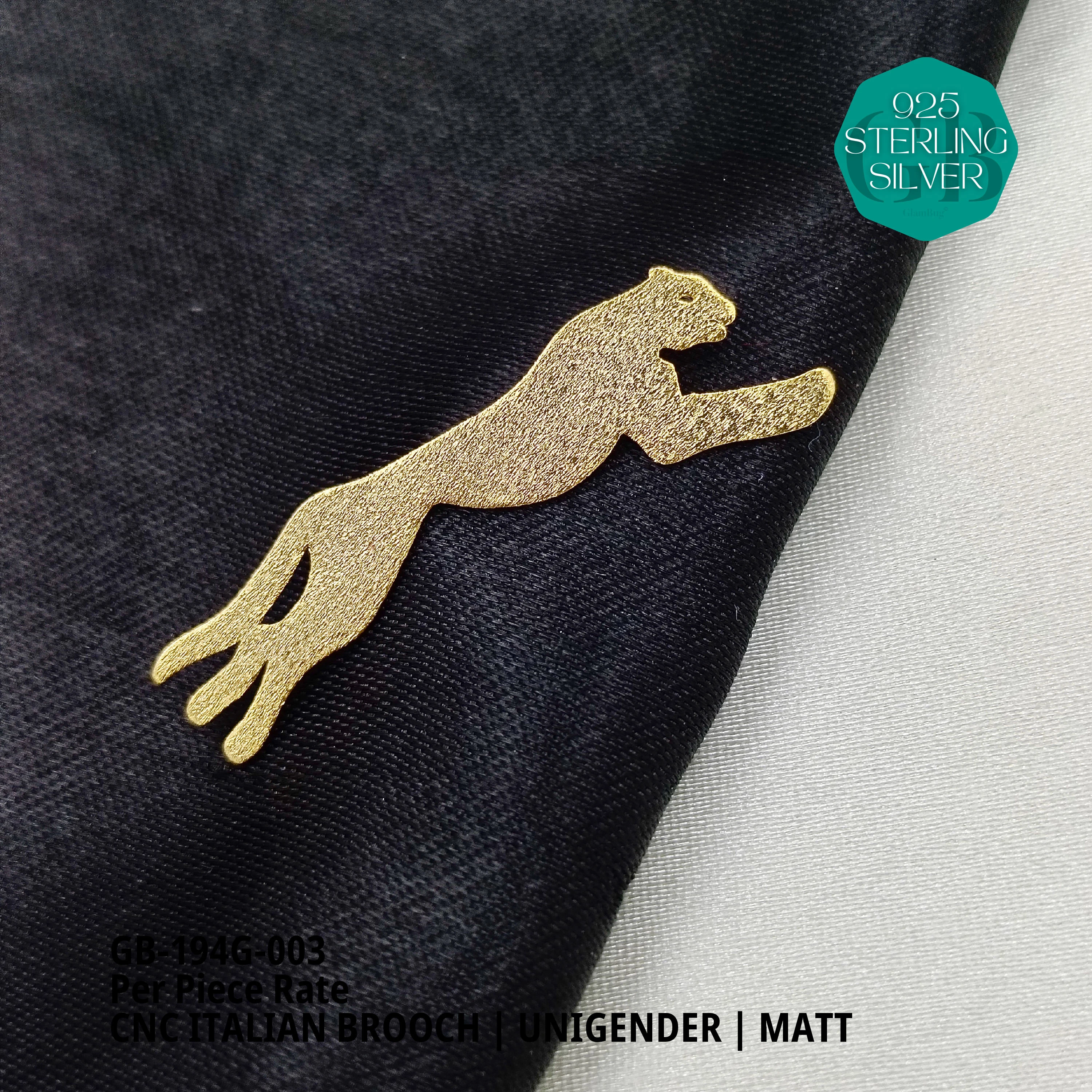 ITALIAN CNC  BROOCHES - GOLD - Premium 925 Silver Jewellery - SKU: GB-194G-003 - Hyderabad Silver Importers