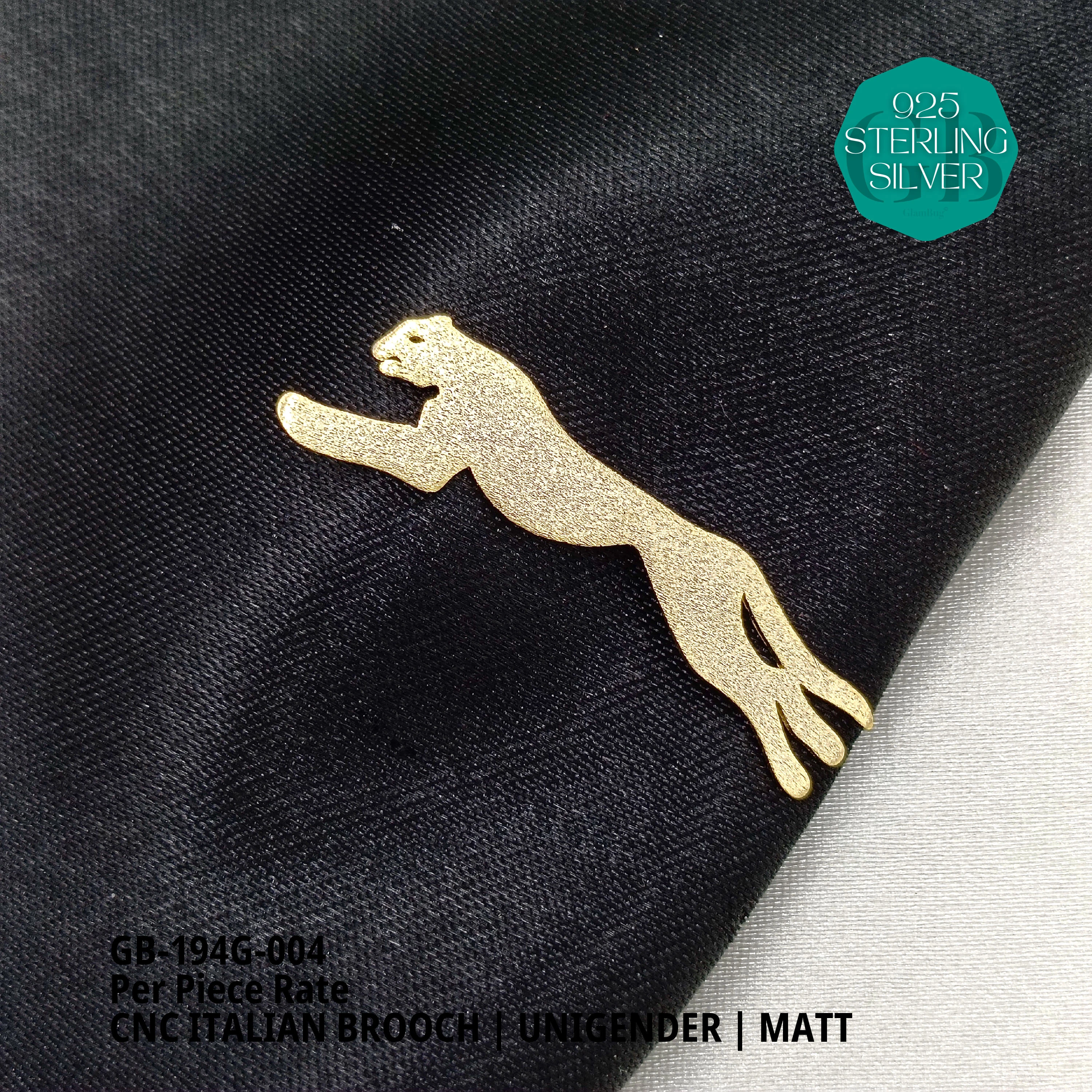 ITALIAN CNC  BROOCHES - GOLD - Premium 925 Silver Jewellery - SKU: GB-194G-004 - Hyderabad Silver Importers