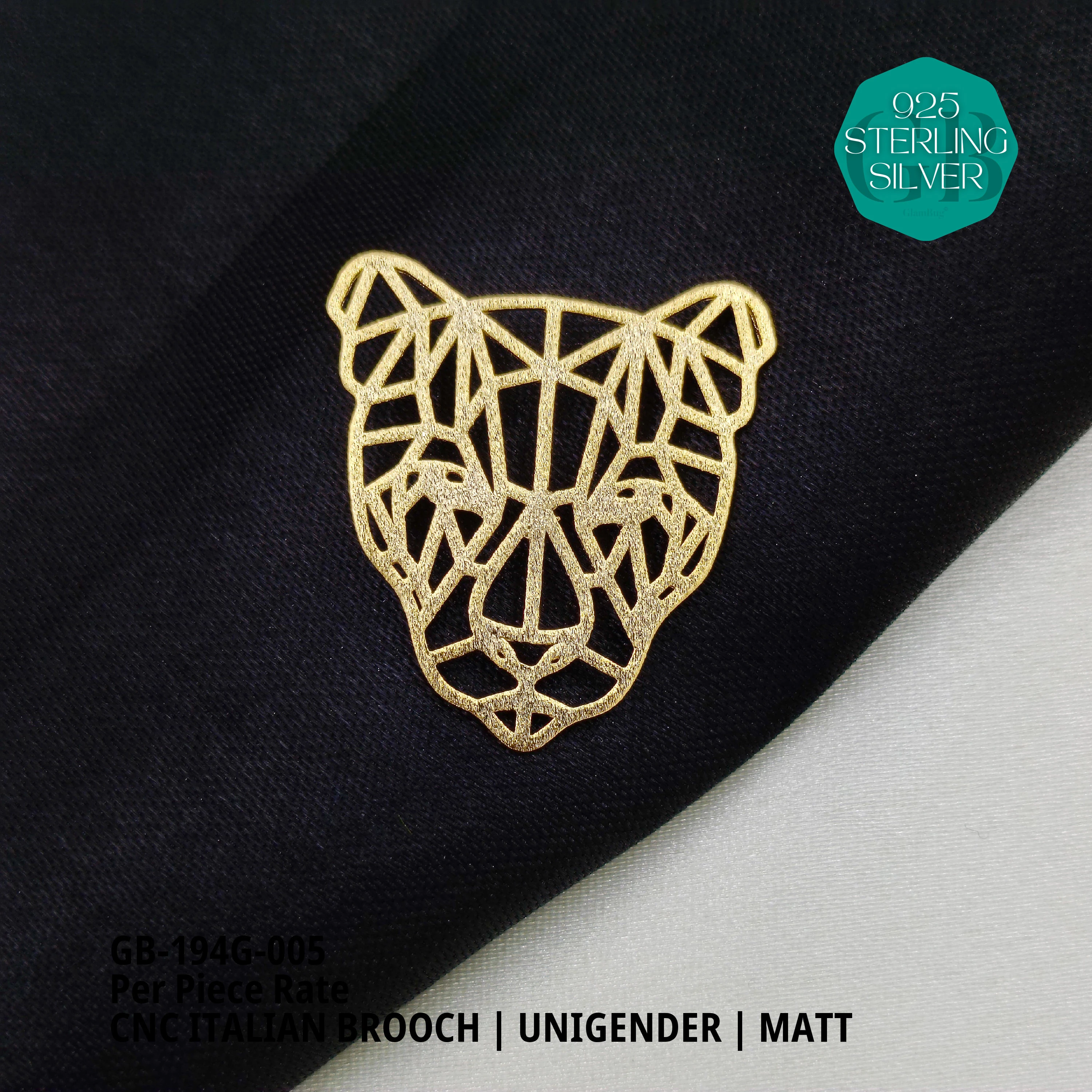 ITALIAN CNC BROOCHES - GOLD - Premium 925 Silver Jewellery - SKU: GB-194G-005 - Hyderabad Silver Importers