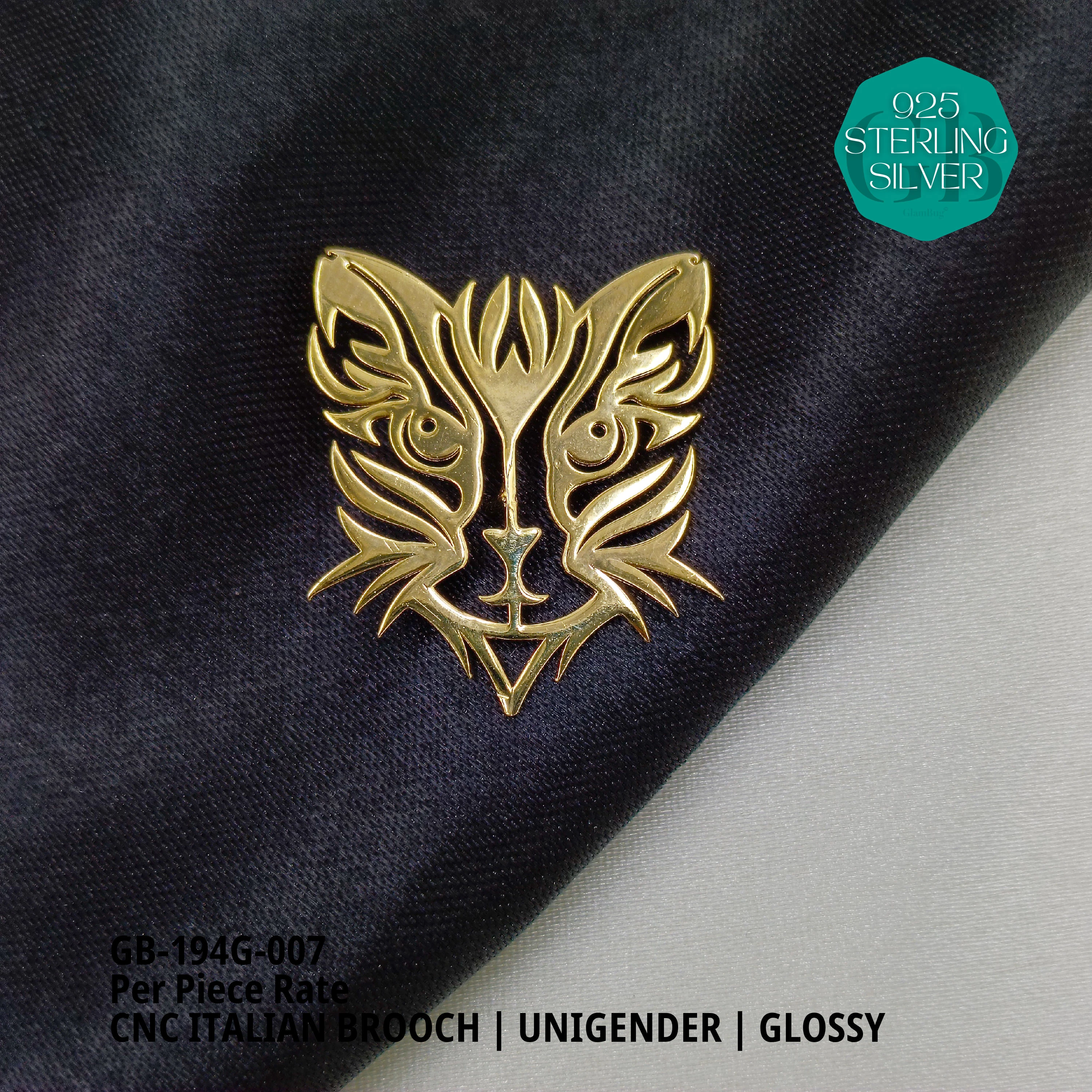 ITALIAN CNC BROOCHES - GOLD - Premium 925 Silver Jewellery - SKU: GB-194G-007 - Hyderabad Silver Importers