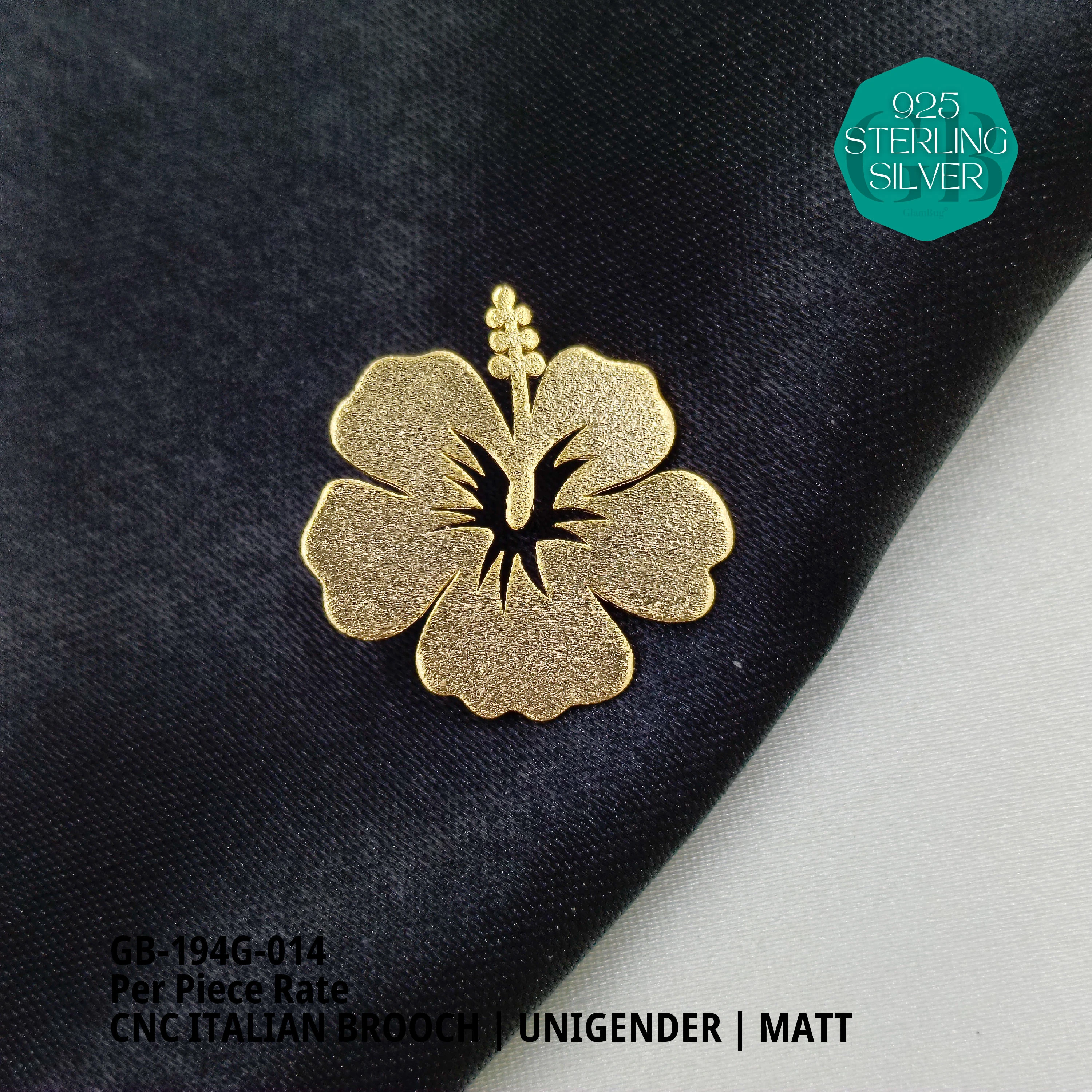 ITALIAN CNC  BROOCHES - GOLD - Premium 925 Silver Jewellery - SKU: GB-194G-014 - Hyderabad Silver Importers