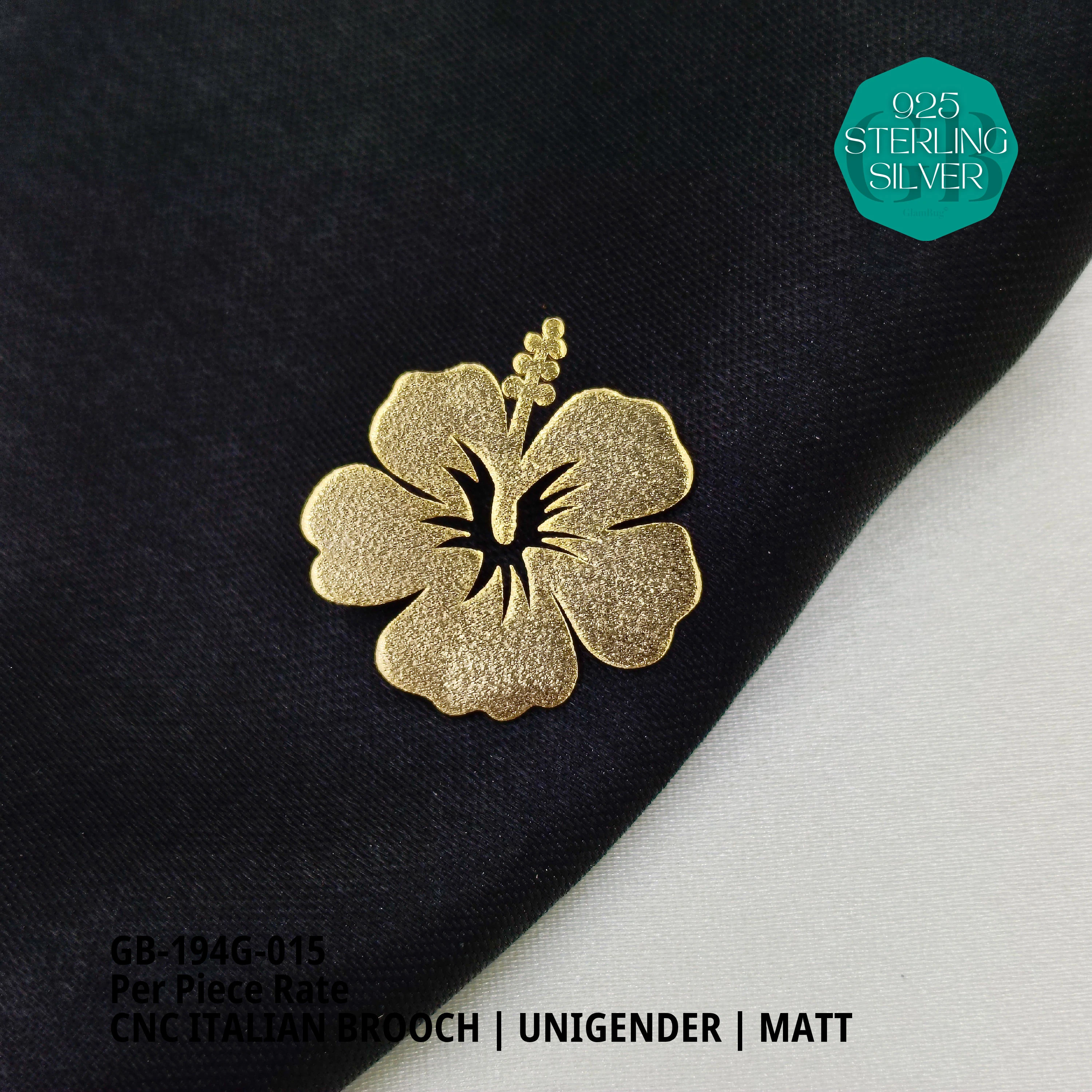 ITALIAN CNC BROOCHES - GOLD - Premium 925 Silver Jewellery - SKU: GB-194G-015 - Hyderabad Silver Importers