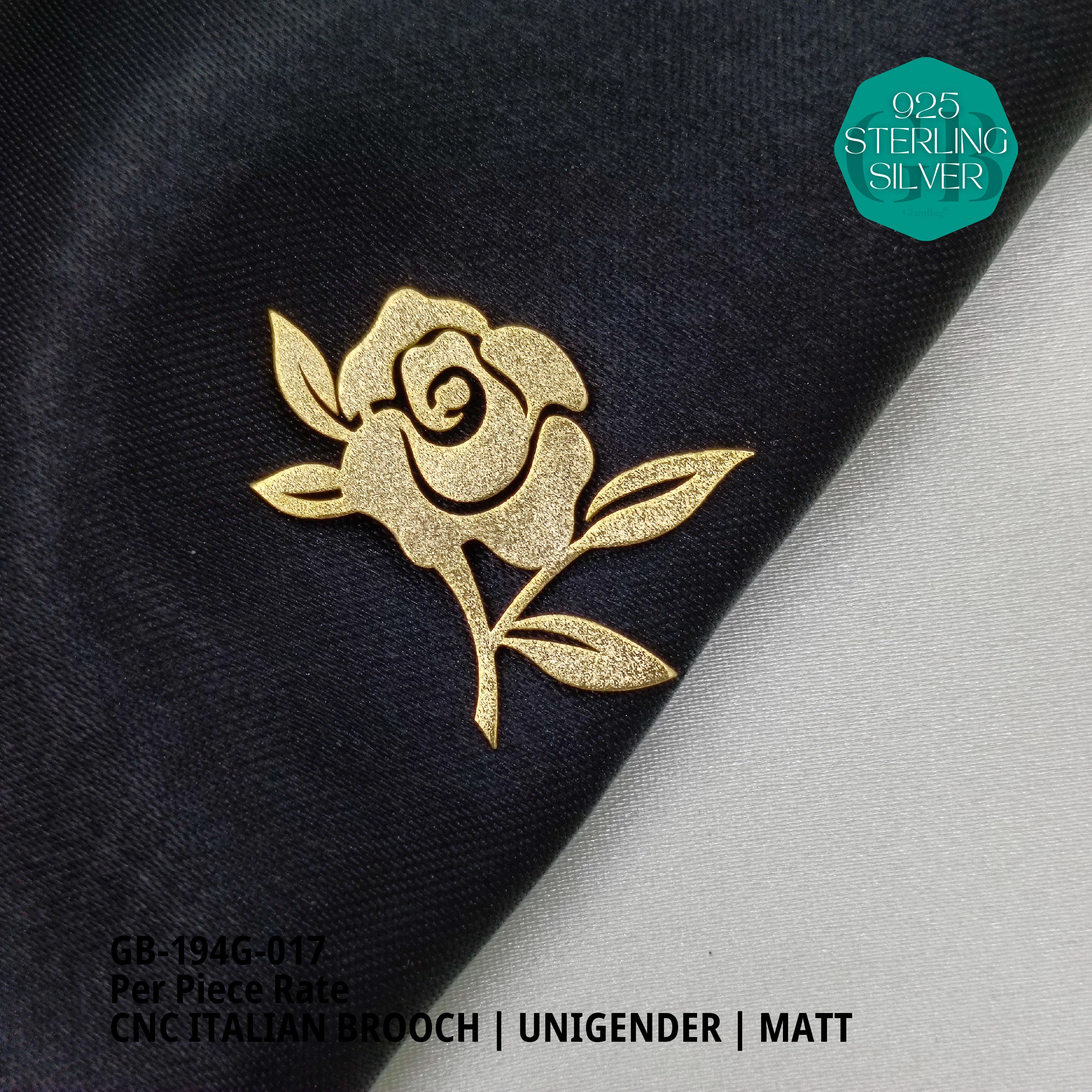 ITALIAN CNC BROOCHES - GOLD - Premium 925 Silver Jewellery - SKU: GB-194G-017 - Hyderabad Silver Importers