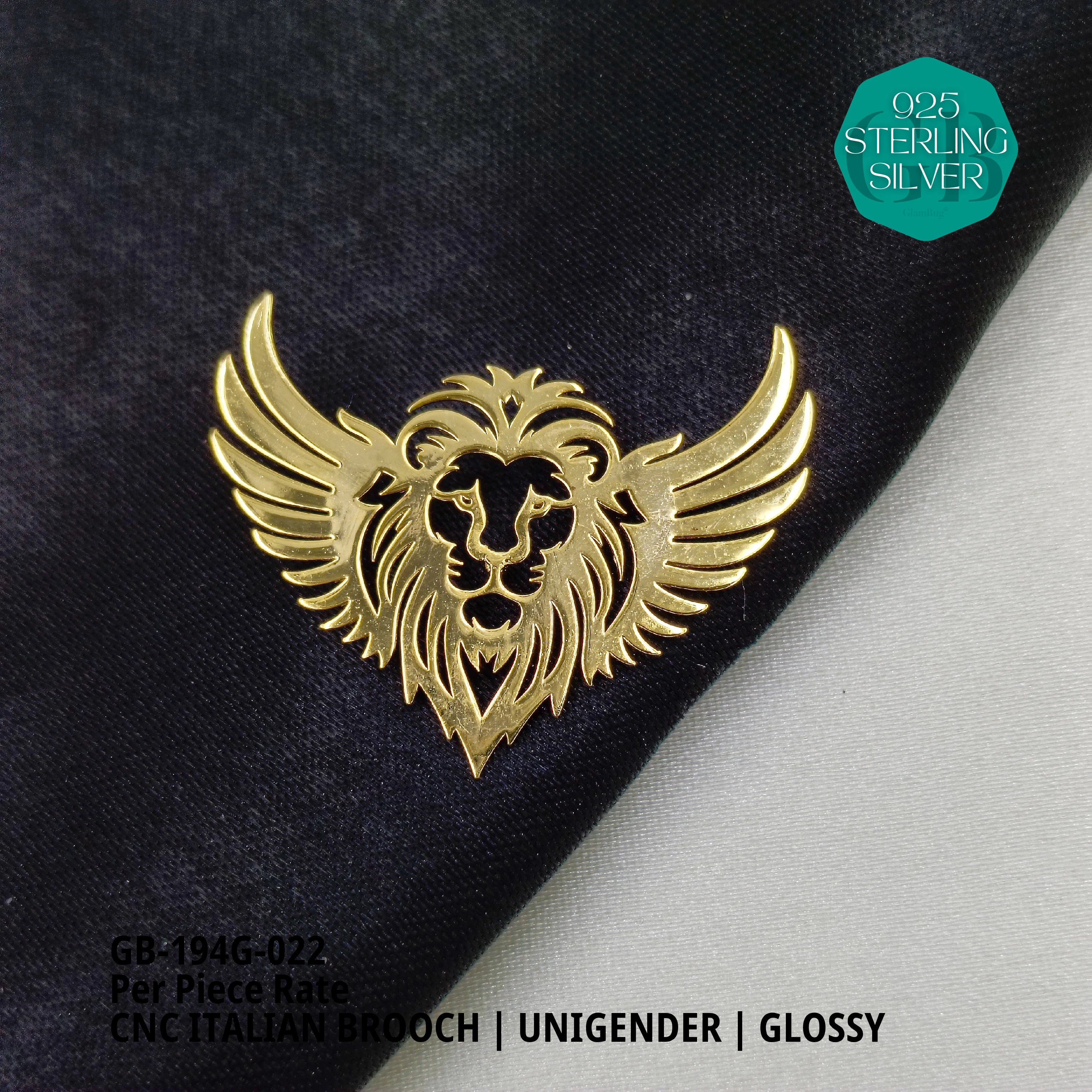 ITALIAN CNC BROOCHES - GOLD - Premium 925 Silver Jewellery - SKU: GB-194G-022 - Hyderabad Silver Importers