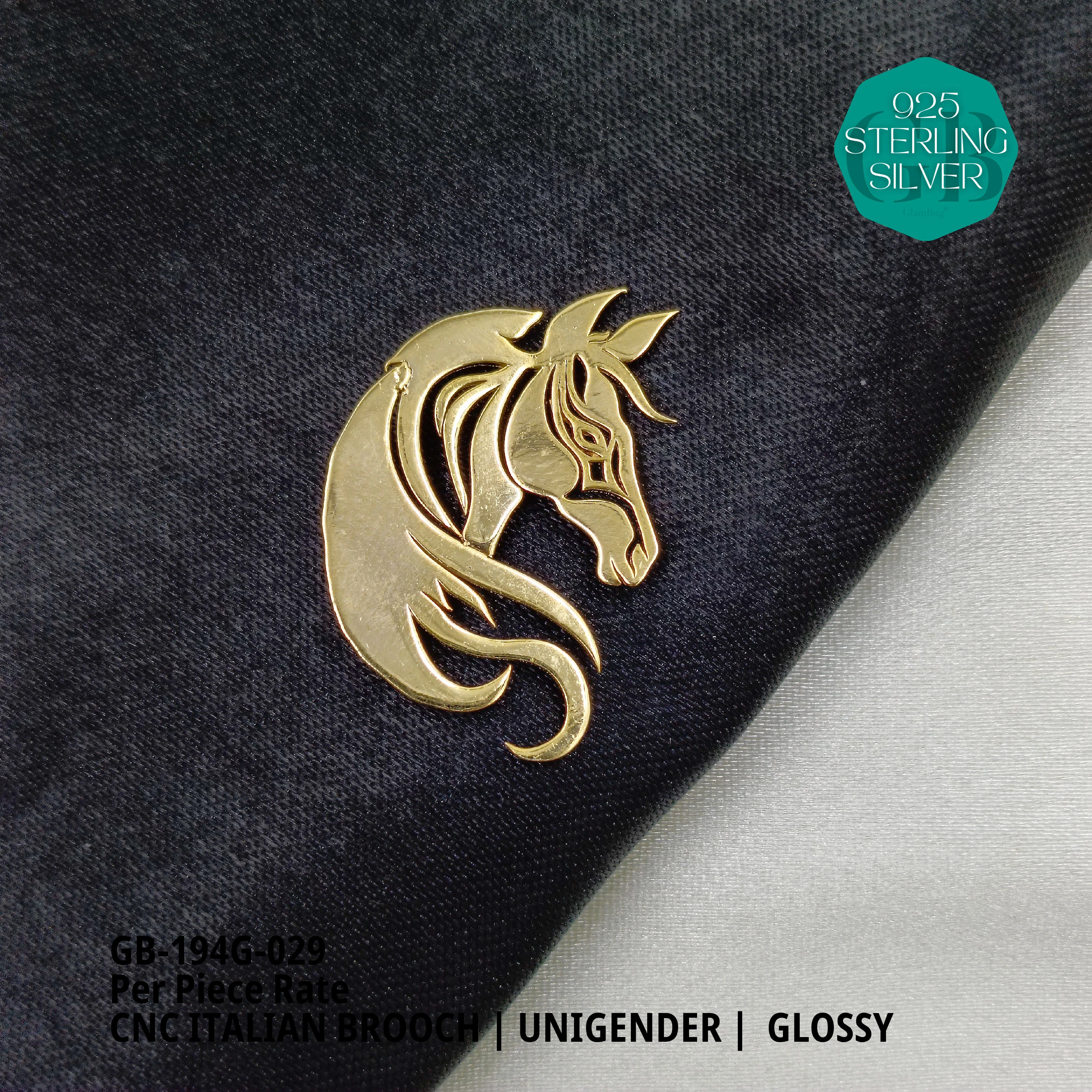 ITALIAN CNC  BROOCHES - GOLD - Premium 925 Silver Jewellery - SKU: GB-194G-029 - Hyderabad Silver Importers