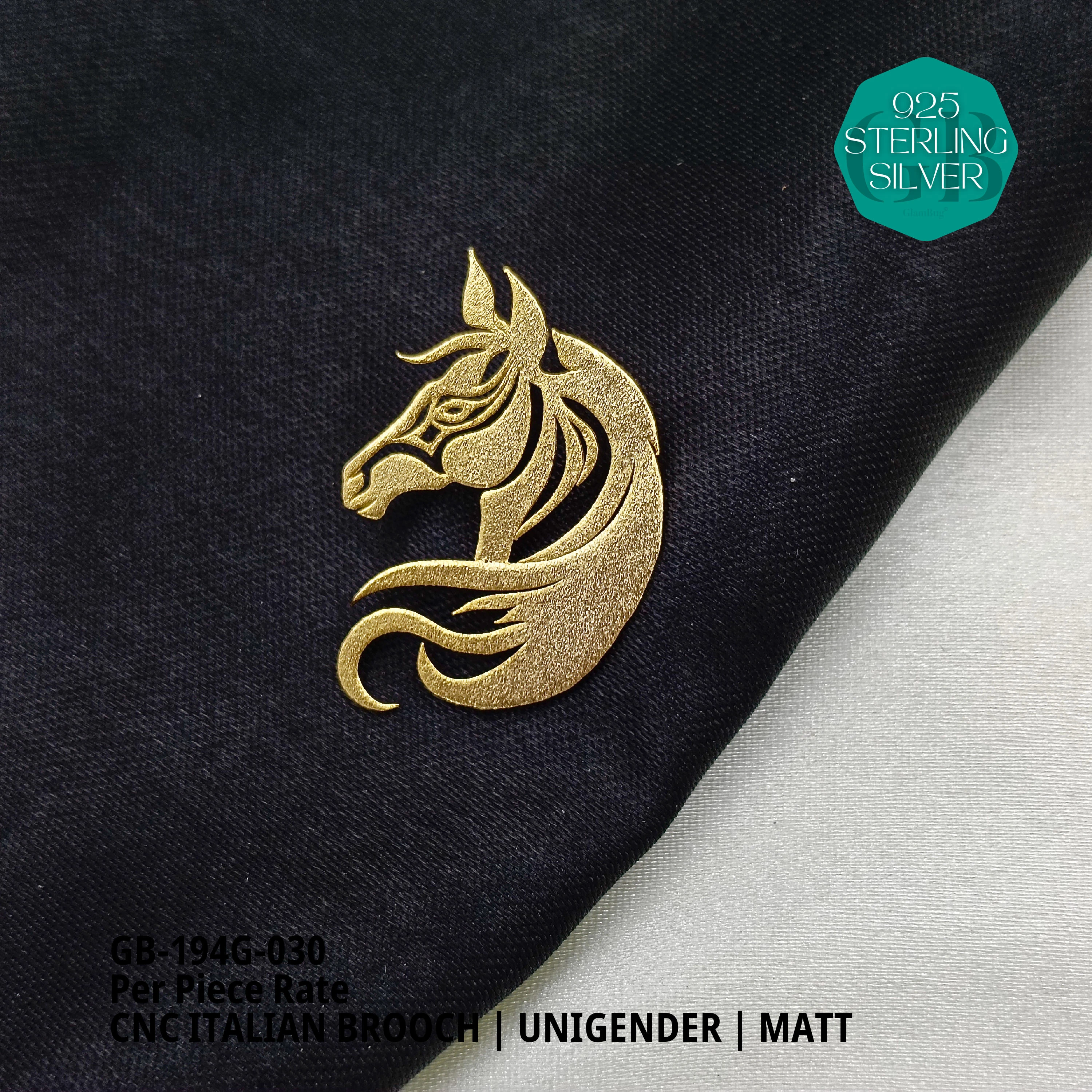 ITALIAN CNC  BROOCHES - GOLD - Premium 925 Silver Jewellery - SKU: GB-194G-030 - Hyderabad Silver Importers