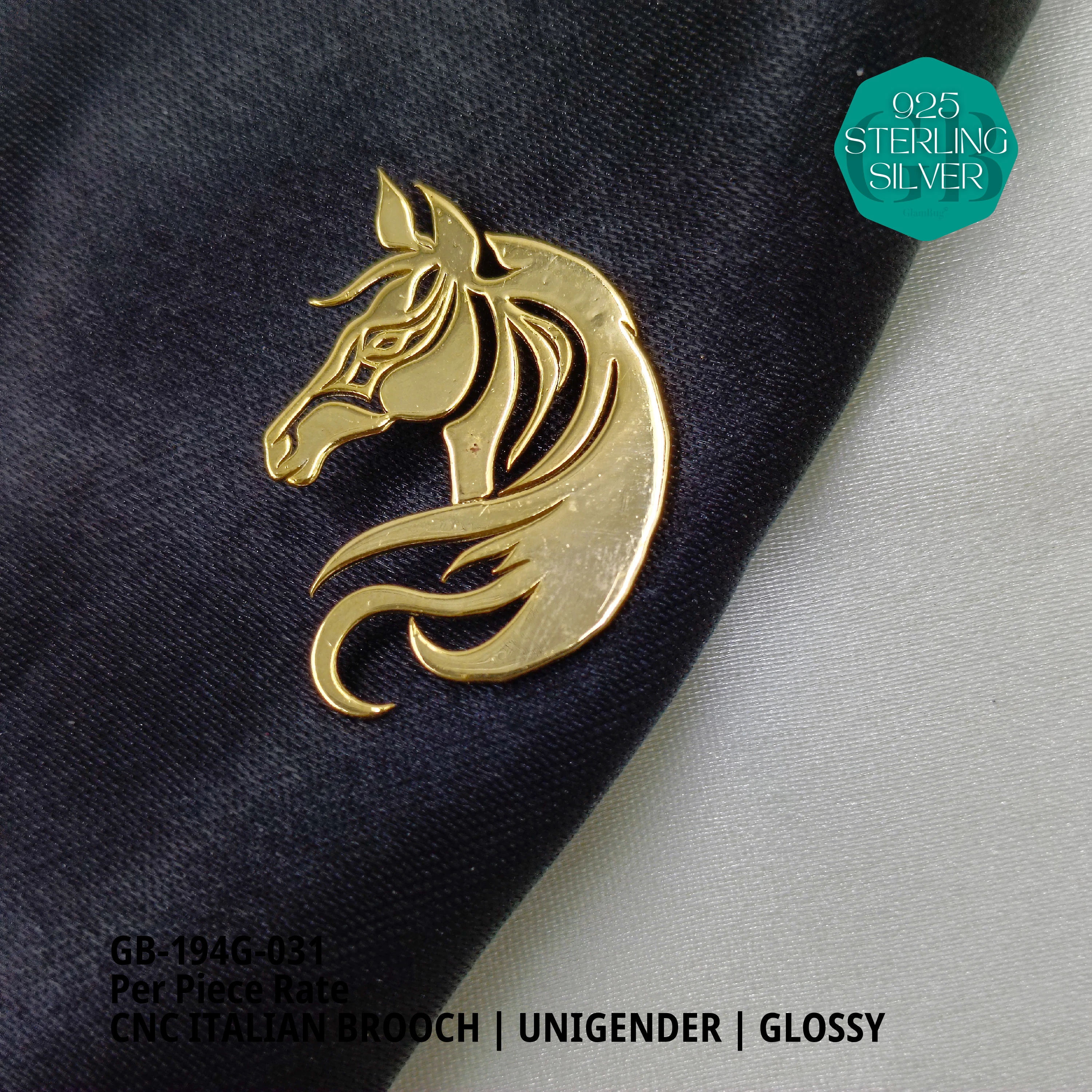 ITALIAN CNC  BROOCHES - GOLD - Premium 925 Silver Jewellery - SKU: GB-194G-031 - Hyderabad Silver Importers