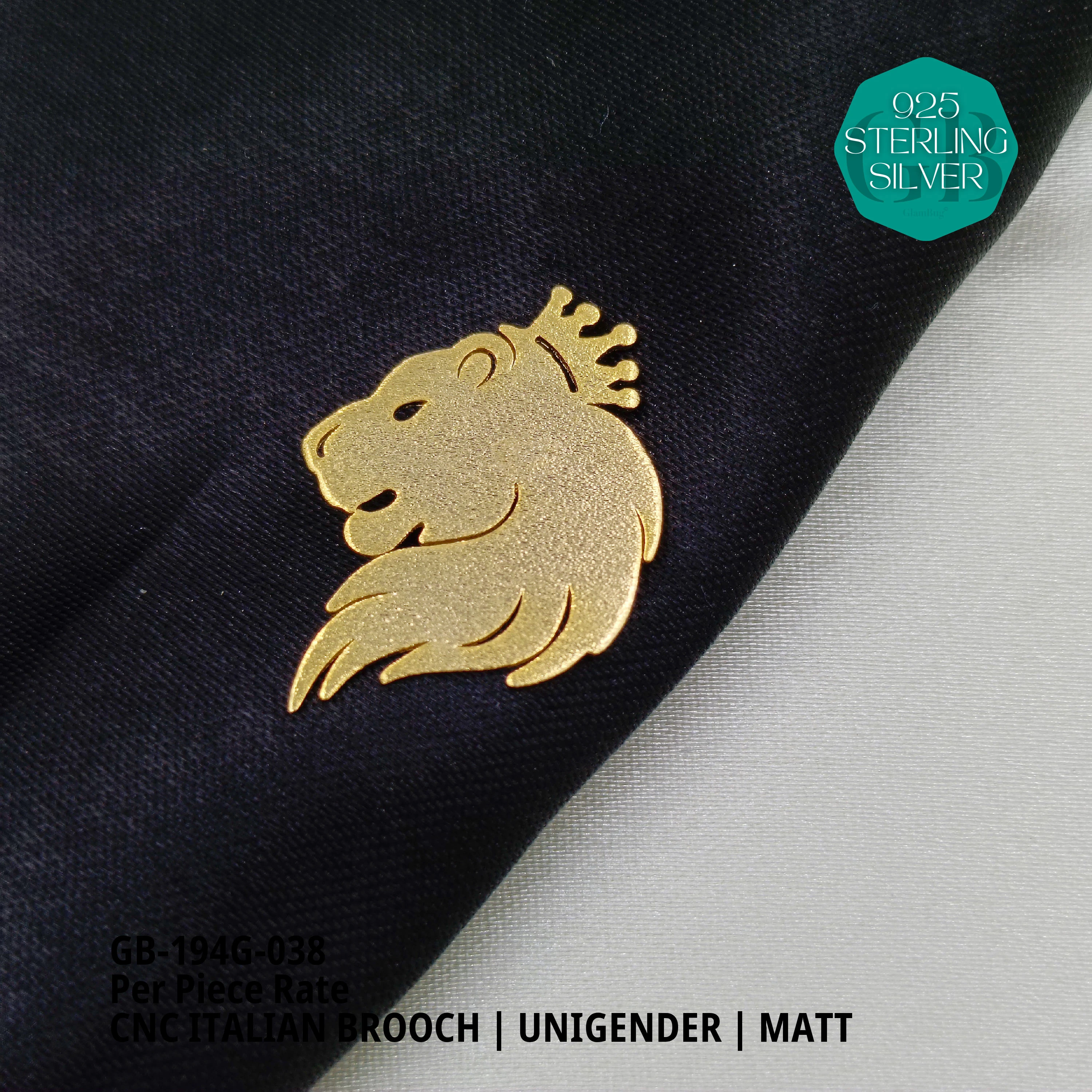 ITALIAN CNC BROOCHES - GOLD - Premium 925 Silver Jewellery - SKU: GB-194G-038 - Hyderabad Silver Importers