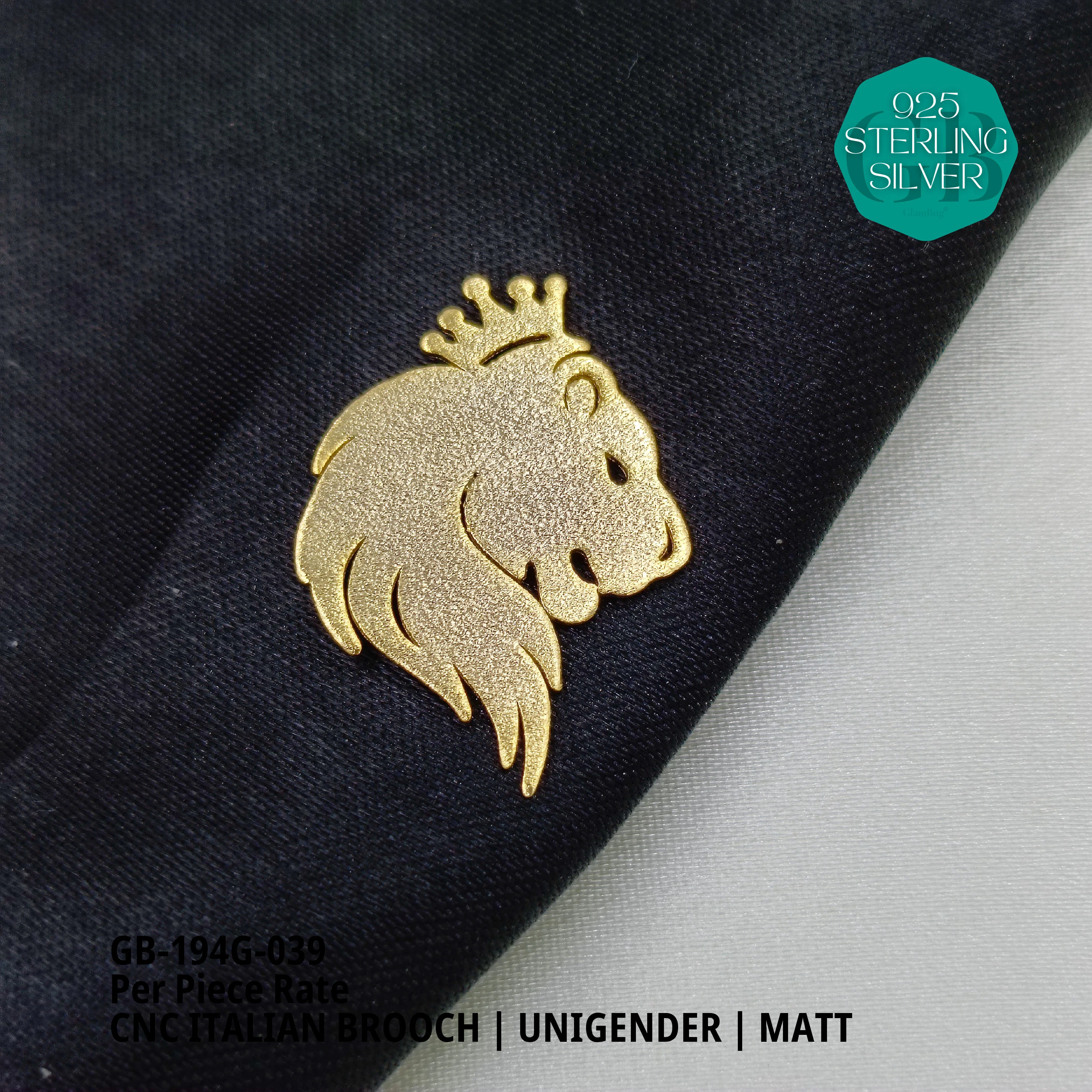 ITALIAN CNC BROOCHES - GOLD - Premium 925 Silver Jewellery - SKU: GB-194G-039 - Hyderabad Silver Importers