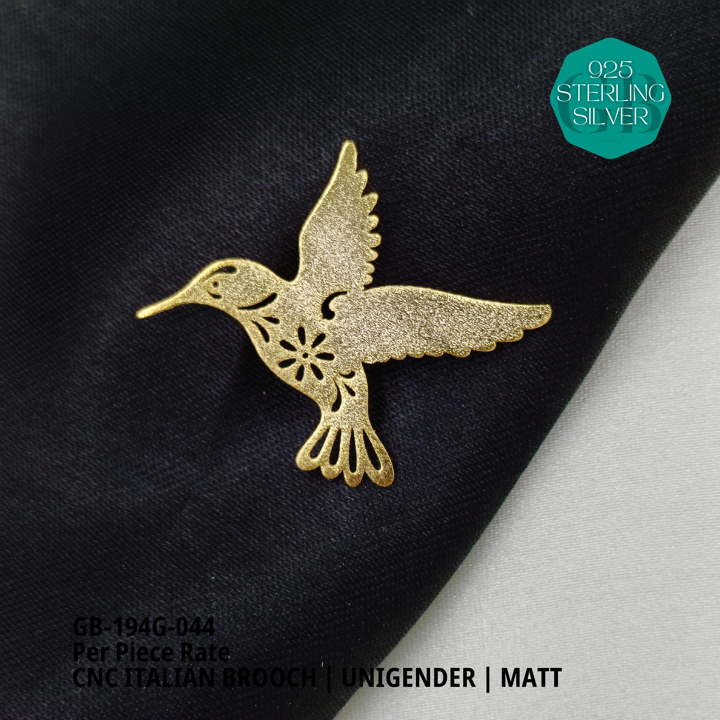 ITALIAN CNC  BROOCHES - GOLD - Premium 925 Silver Jewellery - SKU: GB-194G-044 - Hyderabad Silver Importers