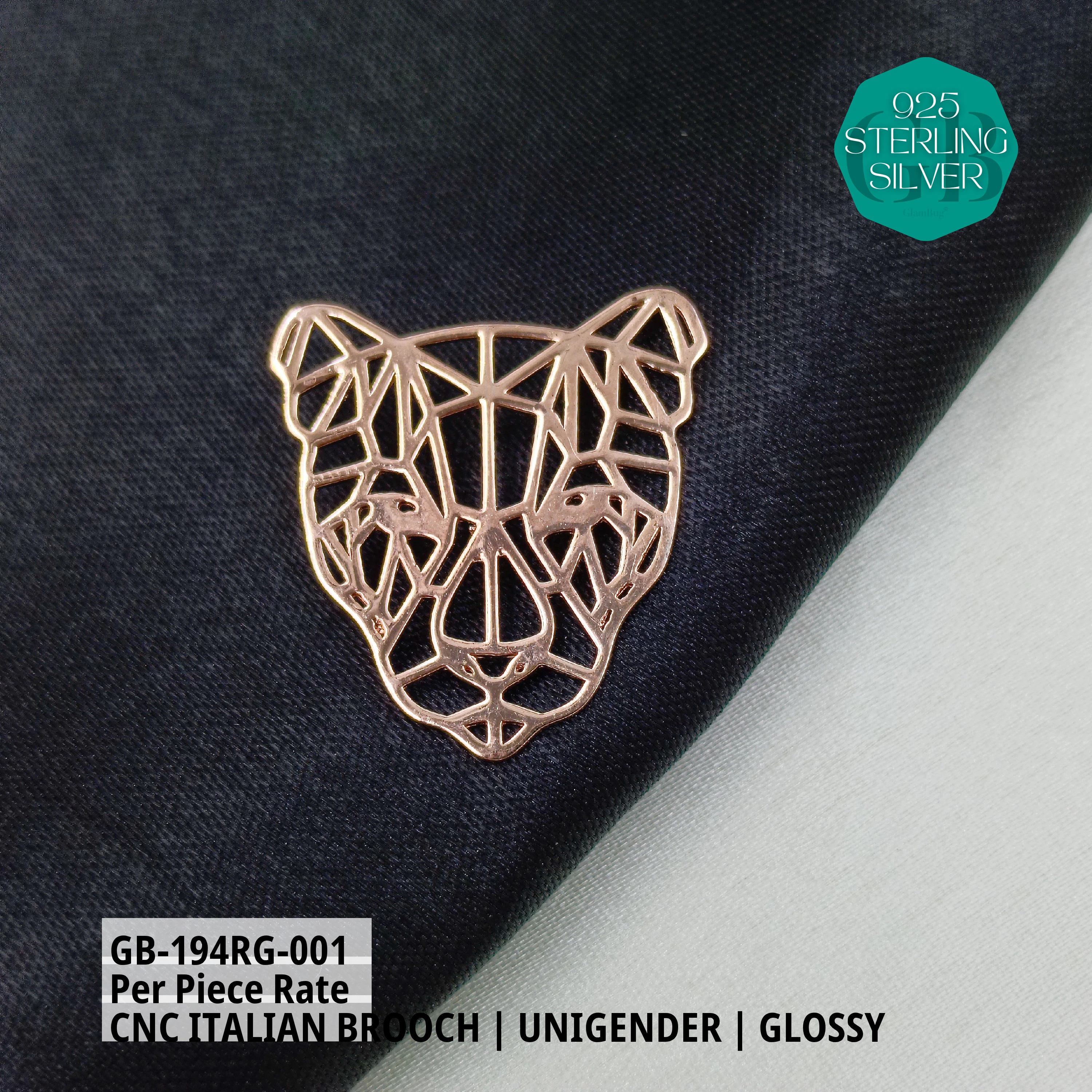 ITALIAN CNC BROOCHES - ROSEGOLD - Premium 925 Silver Jewellery - SKU: GB-194RG-001 - Hyderabad Silver Importers