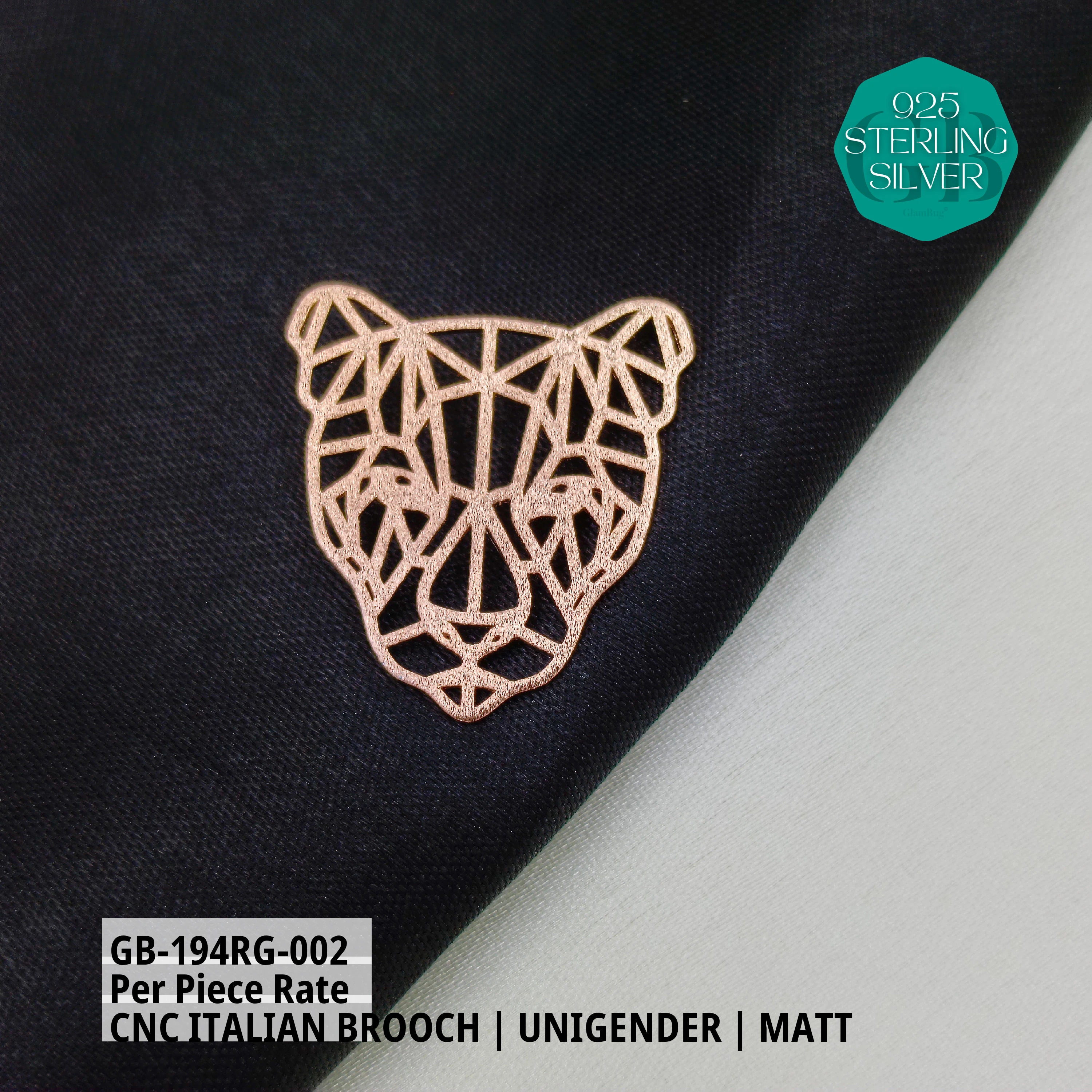 ITALIAN CNC  BROOCHES - ROSEGOLD - Premium 925 Silver Jewellery - SKU: GB-194RG-002 - Hyderabad Silver Importers