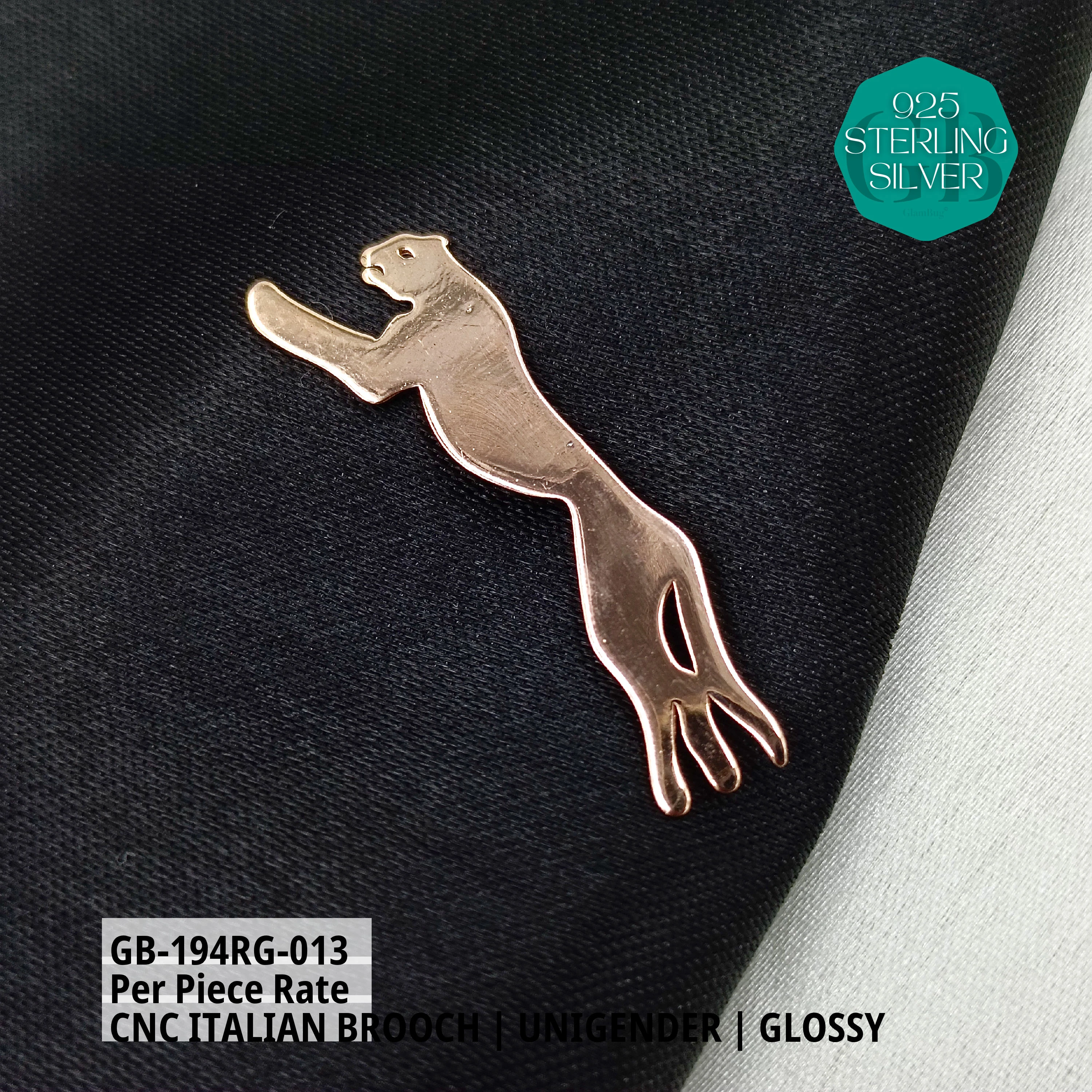 ITALIAN CNC  BROOCHES - ROSEGOLD - Premium 925 Silver Jewellery - SKU: GB-194RG-013 - Hyderabad Silver Importers