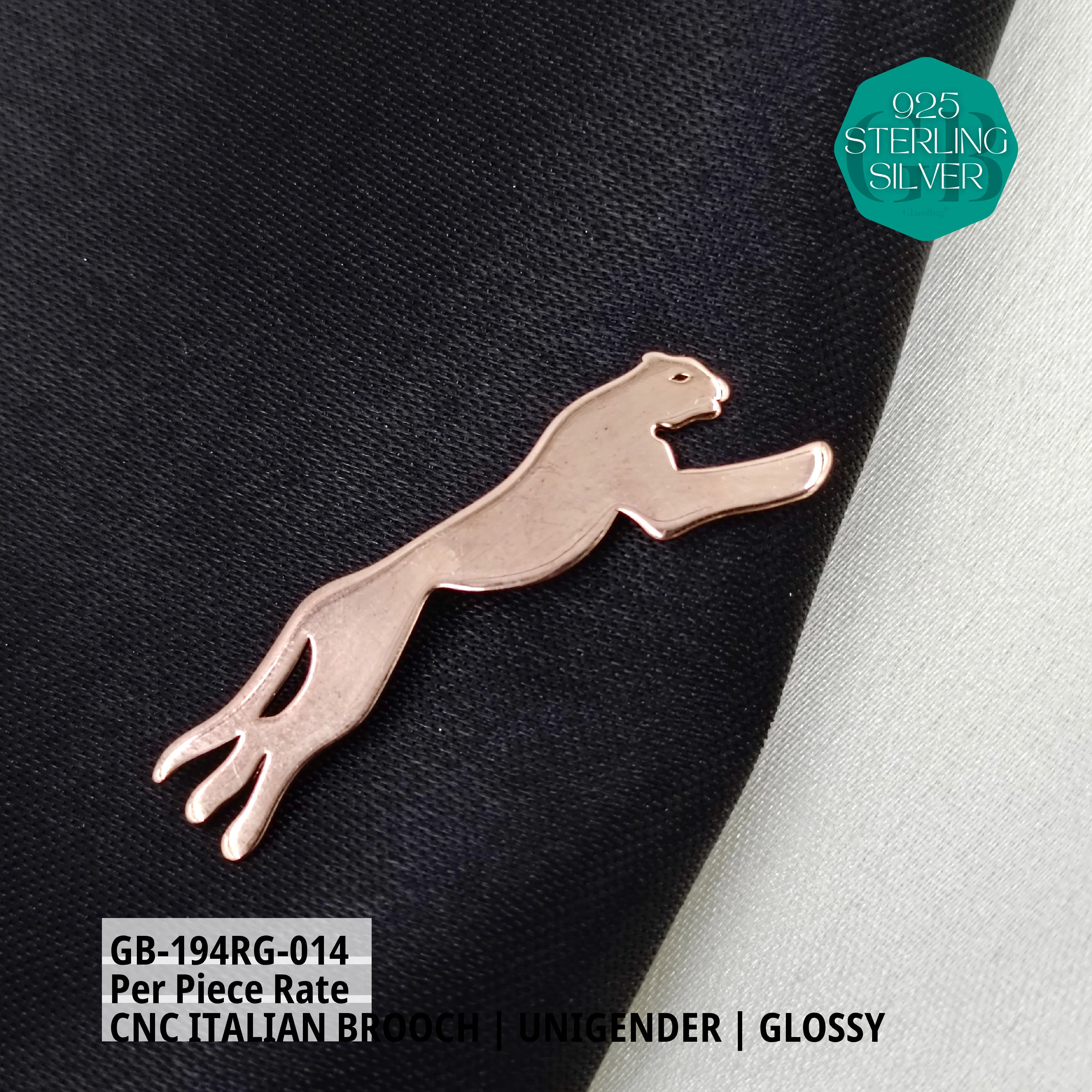 ITALIAN CNC BROOCHES - ROSEGOLD - Premium 925 Silver Jewellery - SKU: GB-194RG-014 - Hyderabad Silver Importers