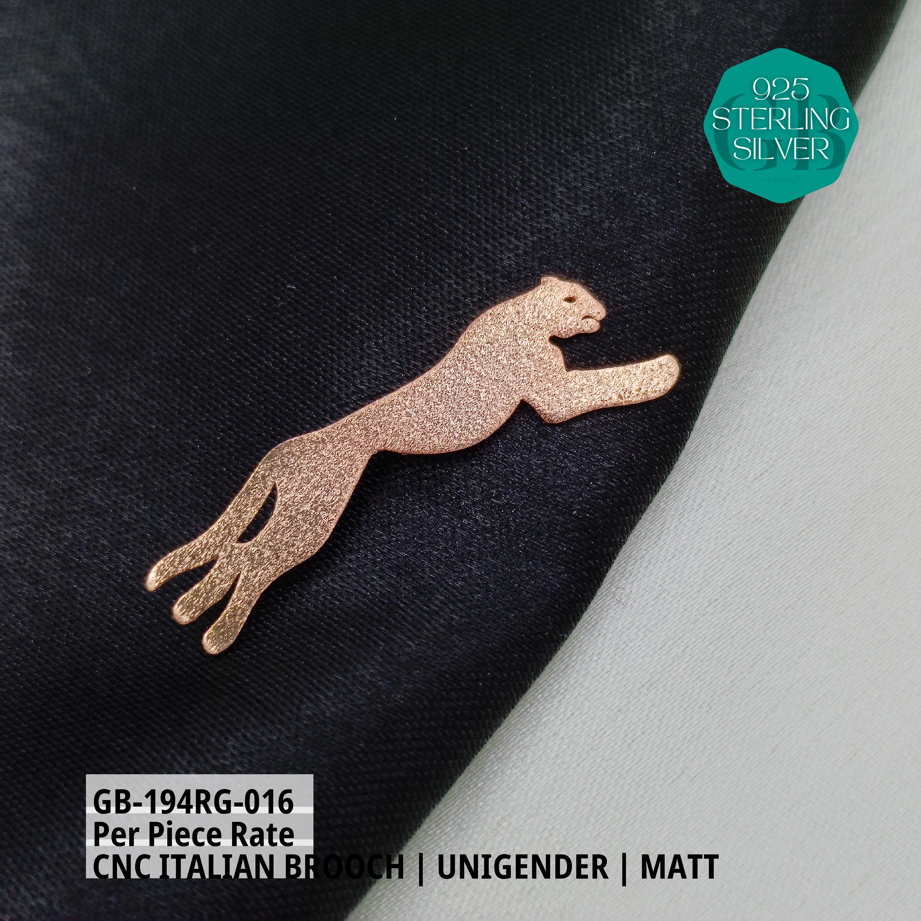 ITALIAN CNC BROOCHES - ROSEGOLD - Premium 925 Silver Jewellery - SKU: GB-194RG-016 - Hyderabad Silver Importers