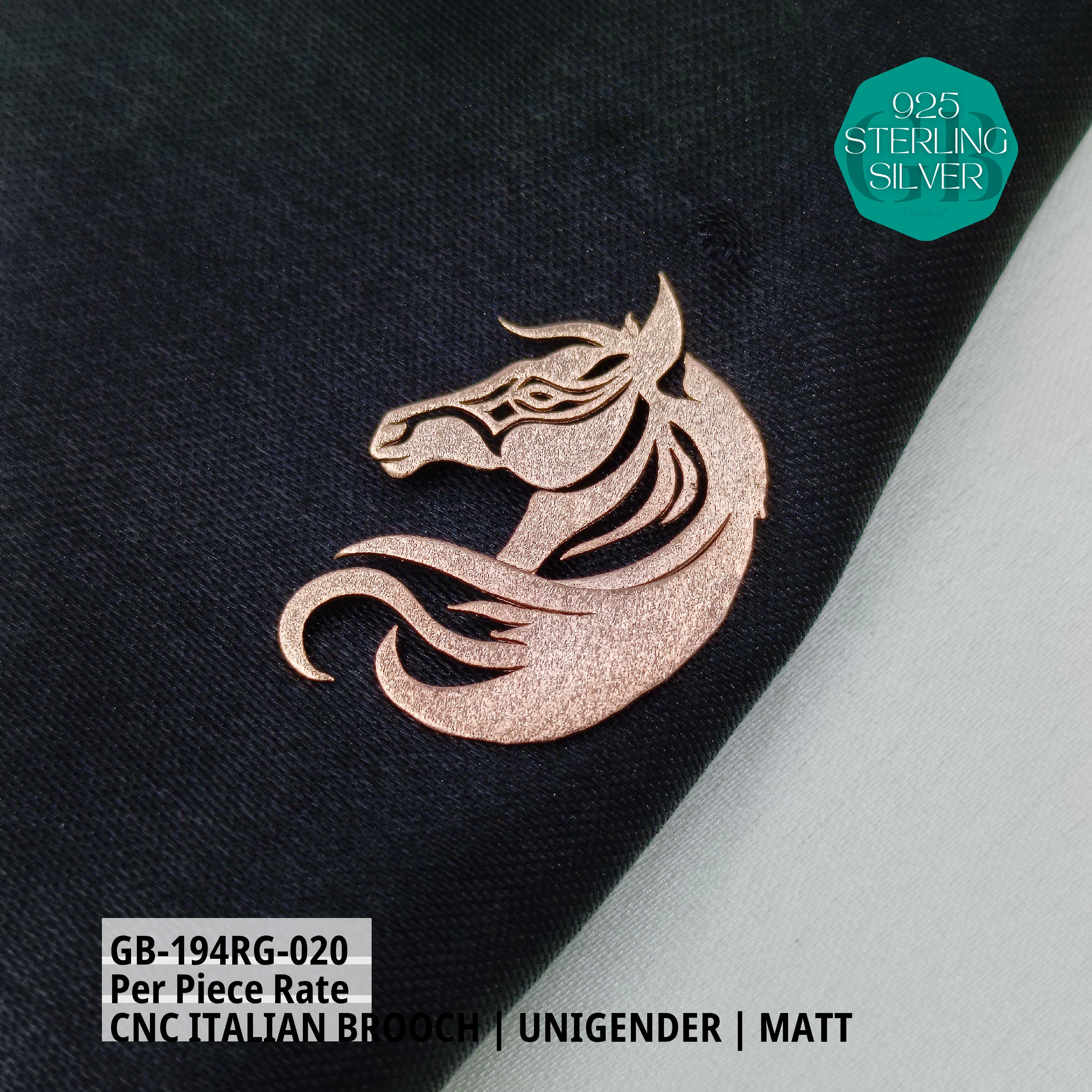 ITALIAN CNC  BROOCHES - ROSEGOLD - Premium 925 Silver Jewellery - SKU: GB-194RG-020 - Hyderabad Silver Importers