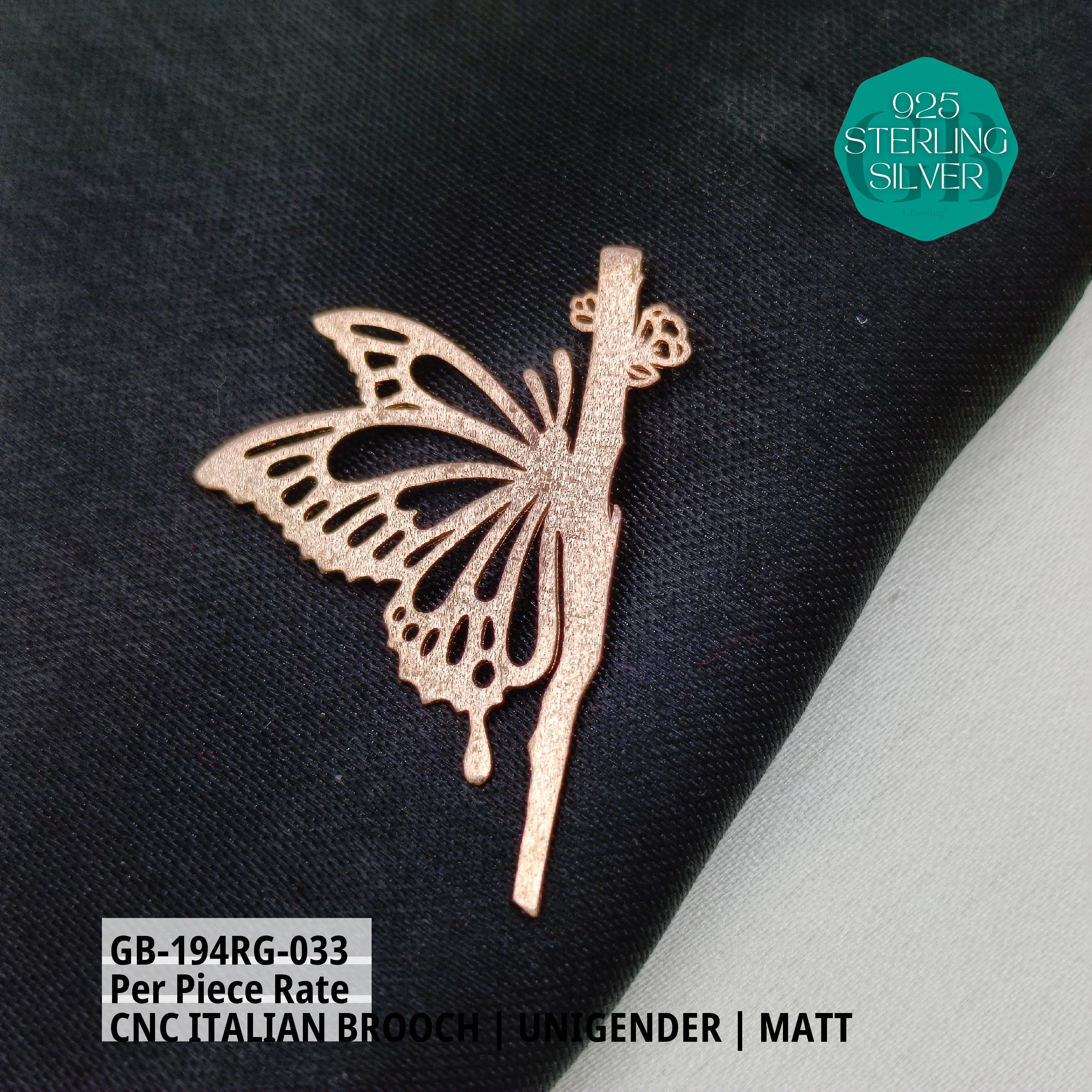 ITALIAN CNC  BROOCHES - ROSEGOLD - Premium 925 Silver Jewellery - SKU: GB-194RG-033 - Hyderabad Silver Importers