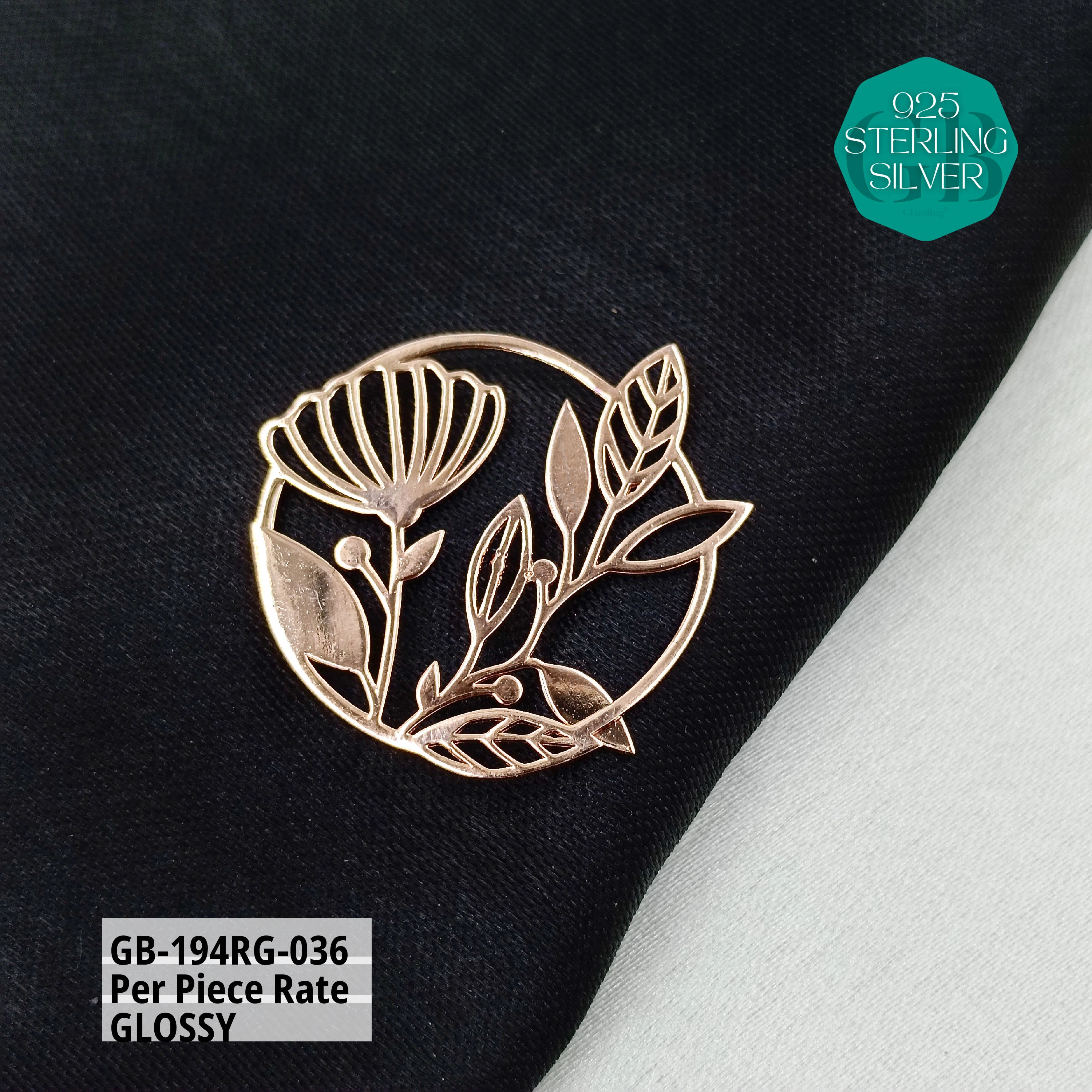 ITALIAN CNC  BROOCHES - ROSEGOLD - Premium 925 Silver Jewellery - SKU: GB-194RG-036 - Hyderabad Silver Importers