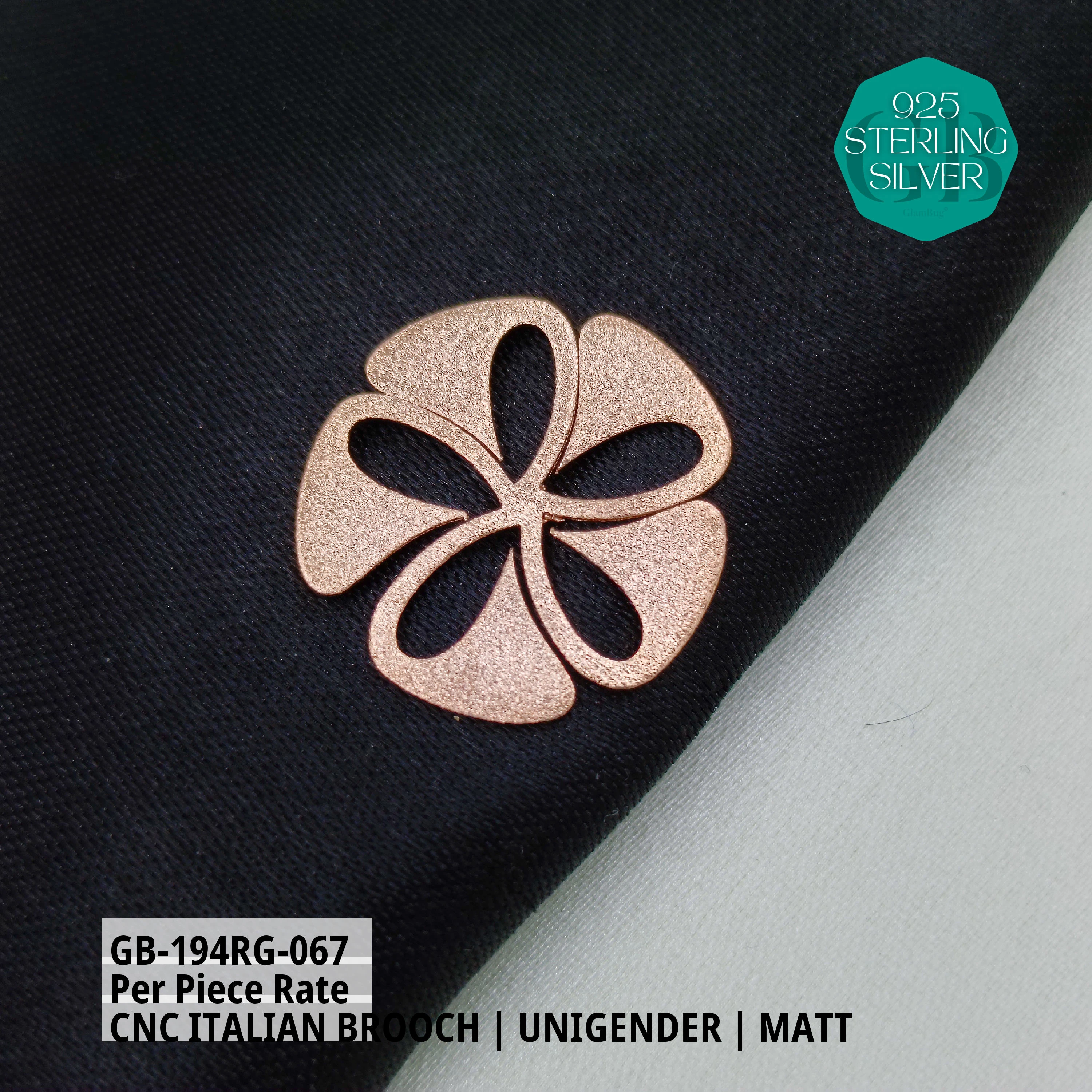 ITALIAN CNC  BROOCHES - ROSEGOLD - Premium 925 Silver Jewellery - SKU: GB-194RG-067 - Hyderabad Silver Importers