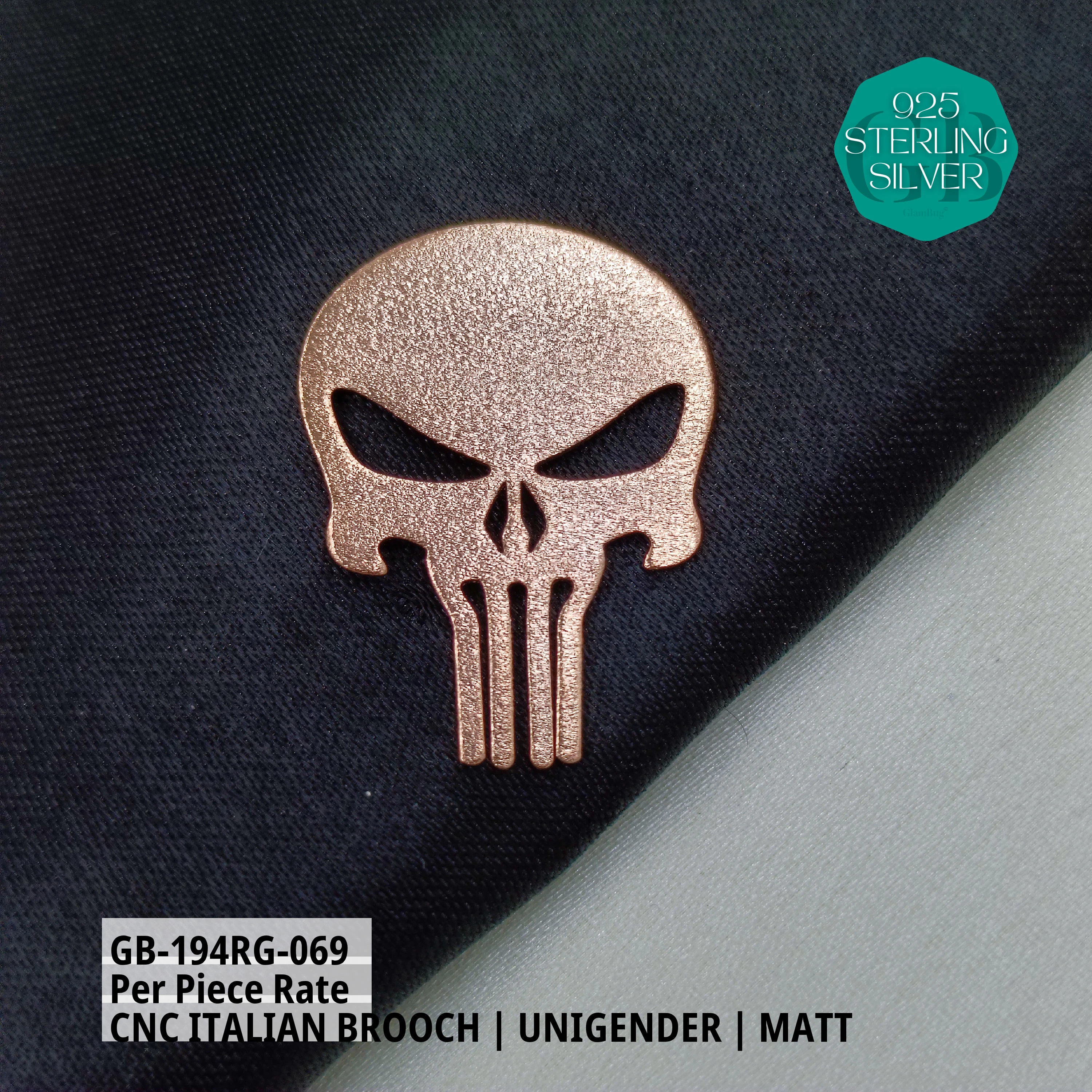 ITALIAN CNC  BROOCHES - ROSEGOLD - Premium 925 Silver Jewellery - SKU: GB-194RG-069 - Hyderabad Silver Importers