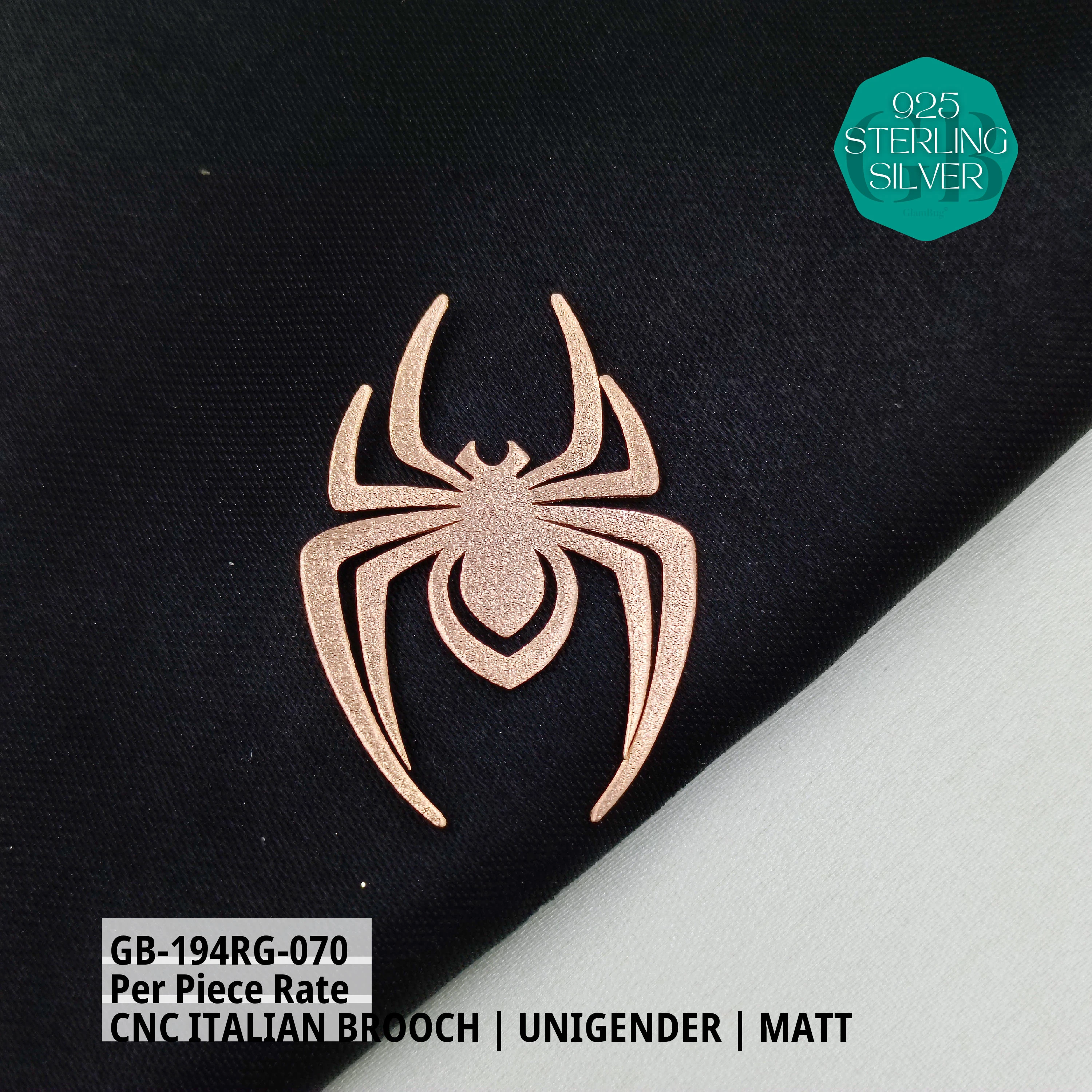 ITALIAN CNC  BROOCHES - ROSEGOLD - Premium 925 Silver Jewellery - SKU: GB-194RG-070 - Hyderabad Silver Importers