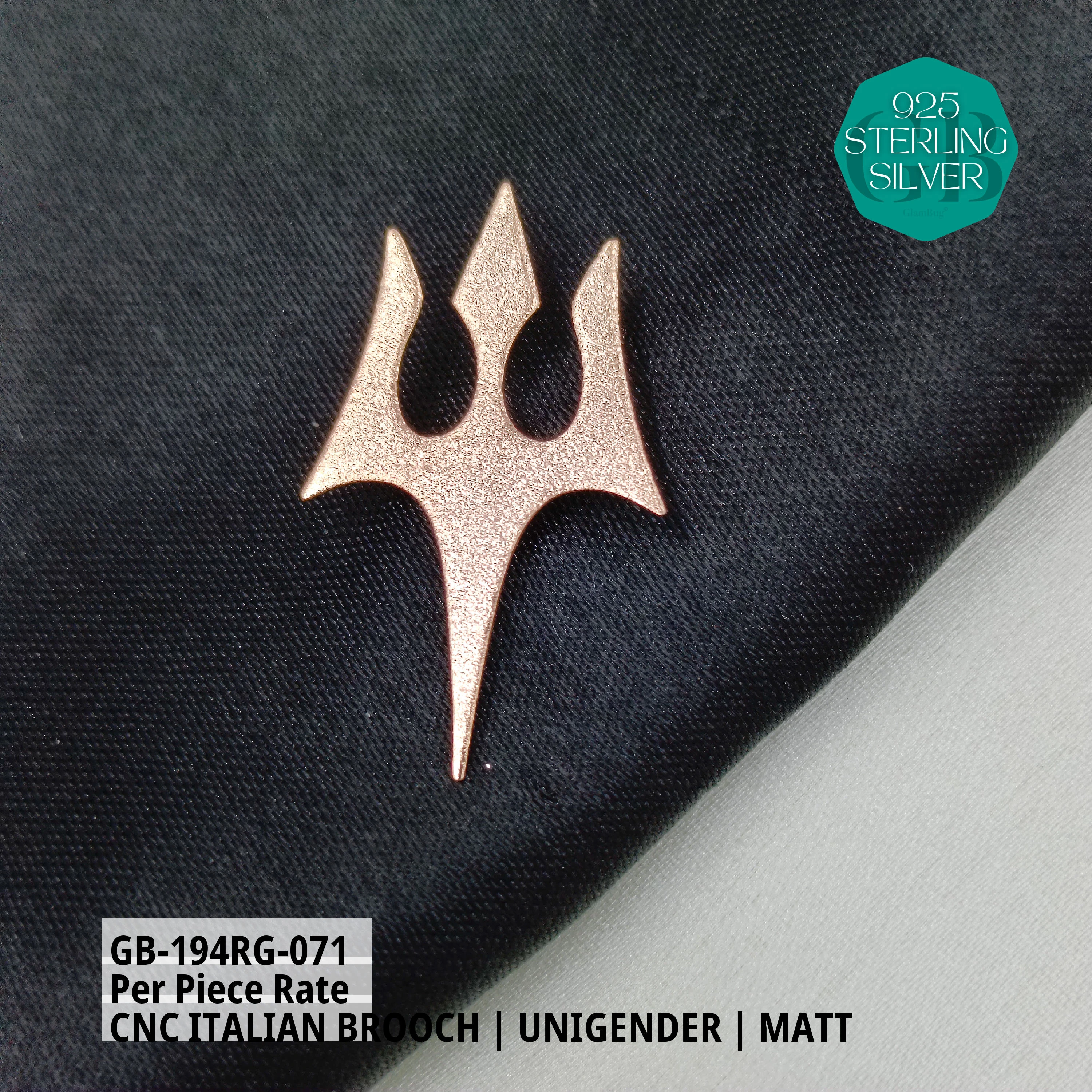 ITALIAN CNC  BROOCHES - ROSEGOLD - Premium 925 Silver Jewellery - SKU: GB-194RG-071 - Hyderabad Silver Importers