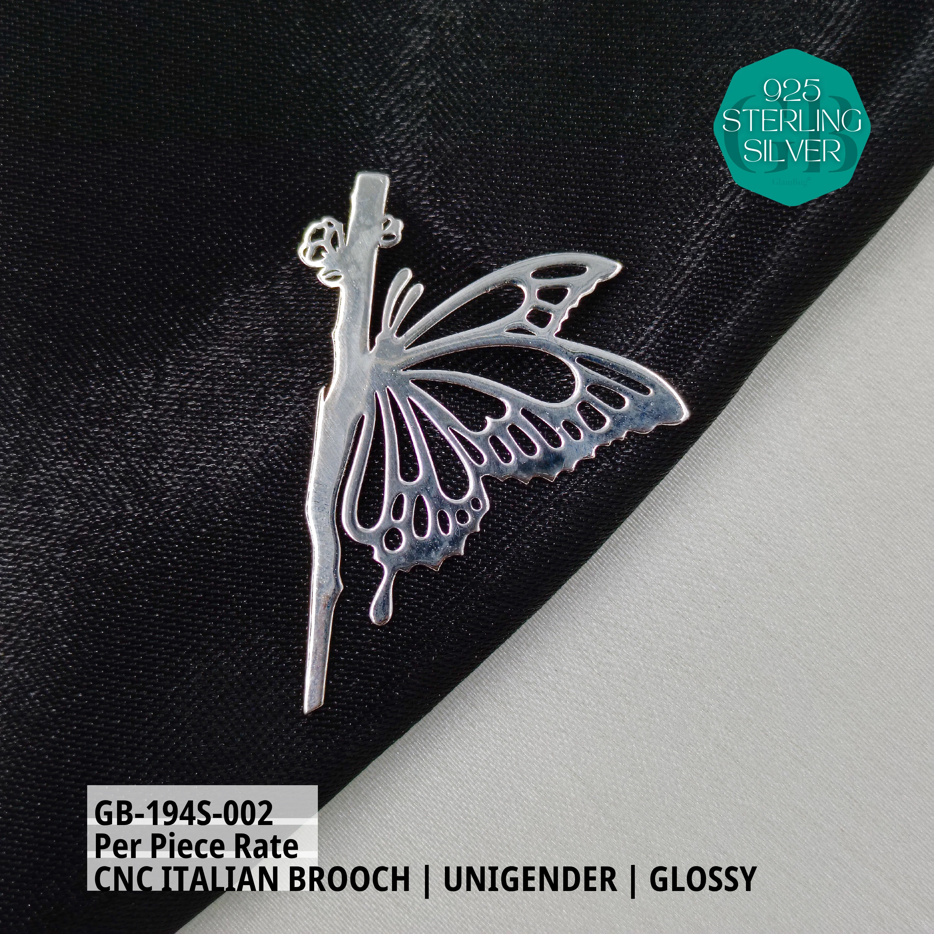 ITALIAN CNC BROOCHES - SILVER - Premium 925 Silver Jewellery - SKU: GB-194S-002 - Hyderabad Silver Importers