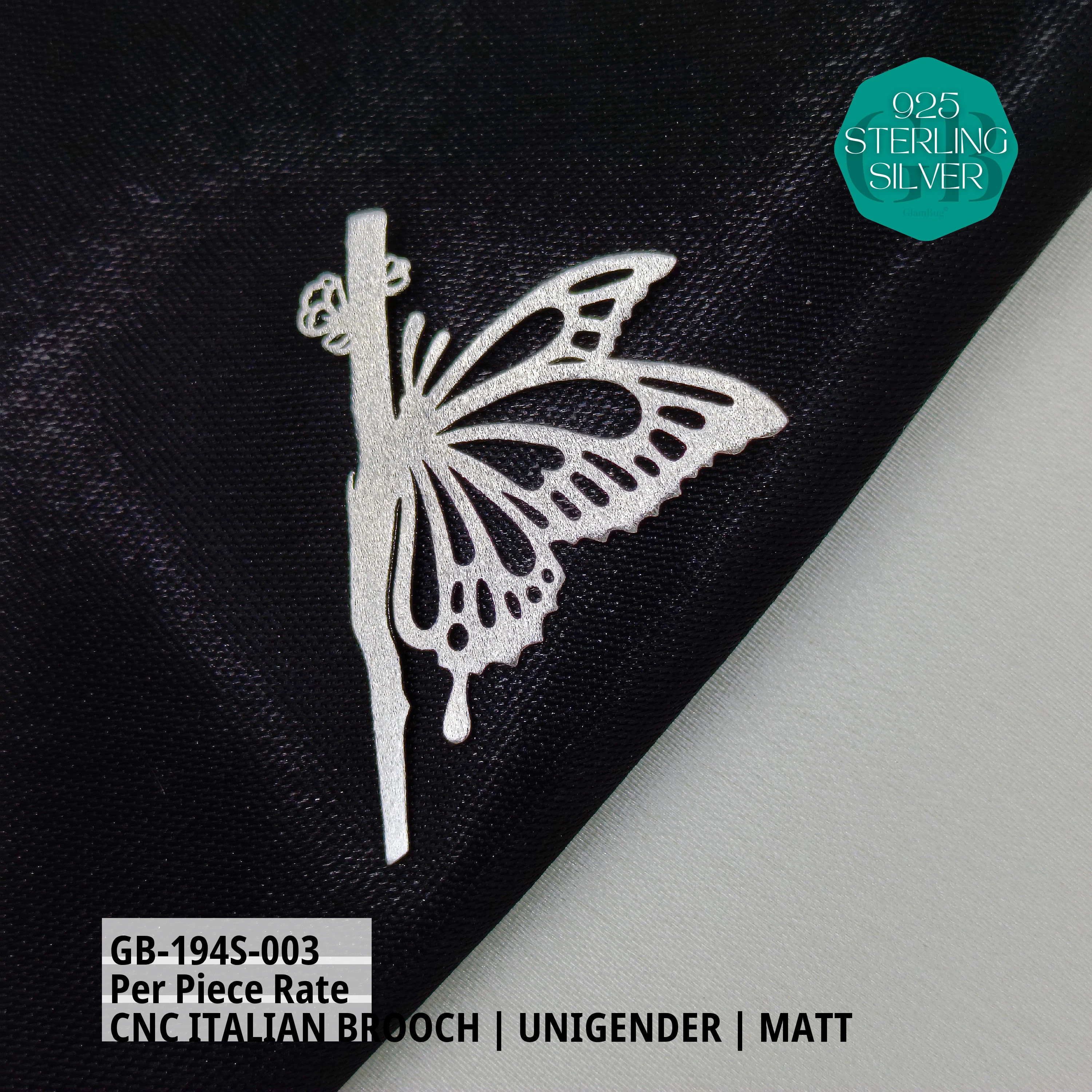 ITALIAN CNC BROOCHES - SILVER - Premium 925 Silver Jewellery - SKU: GB-194S-003 - Hyderabad Silver Importers