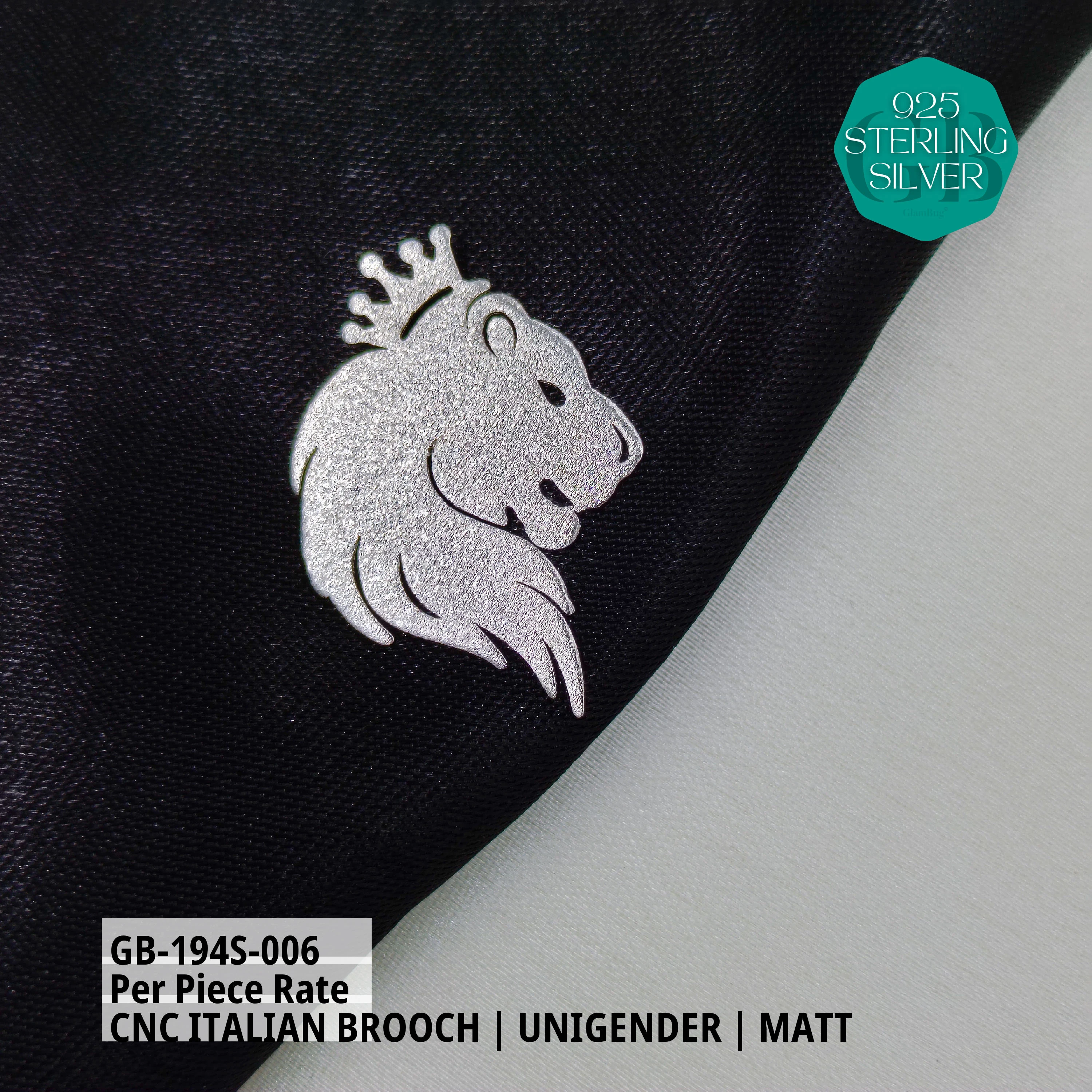 ITALIAN CNC BROOCHES - SILVER - Premium 925 Silver Jewellery - SKU: GB-194S-006 - Hyderabad Silver Importers