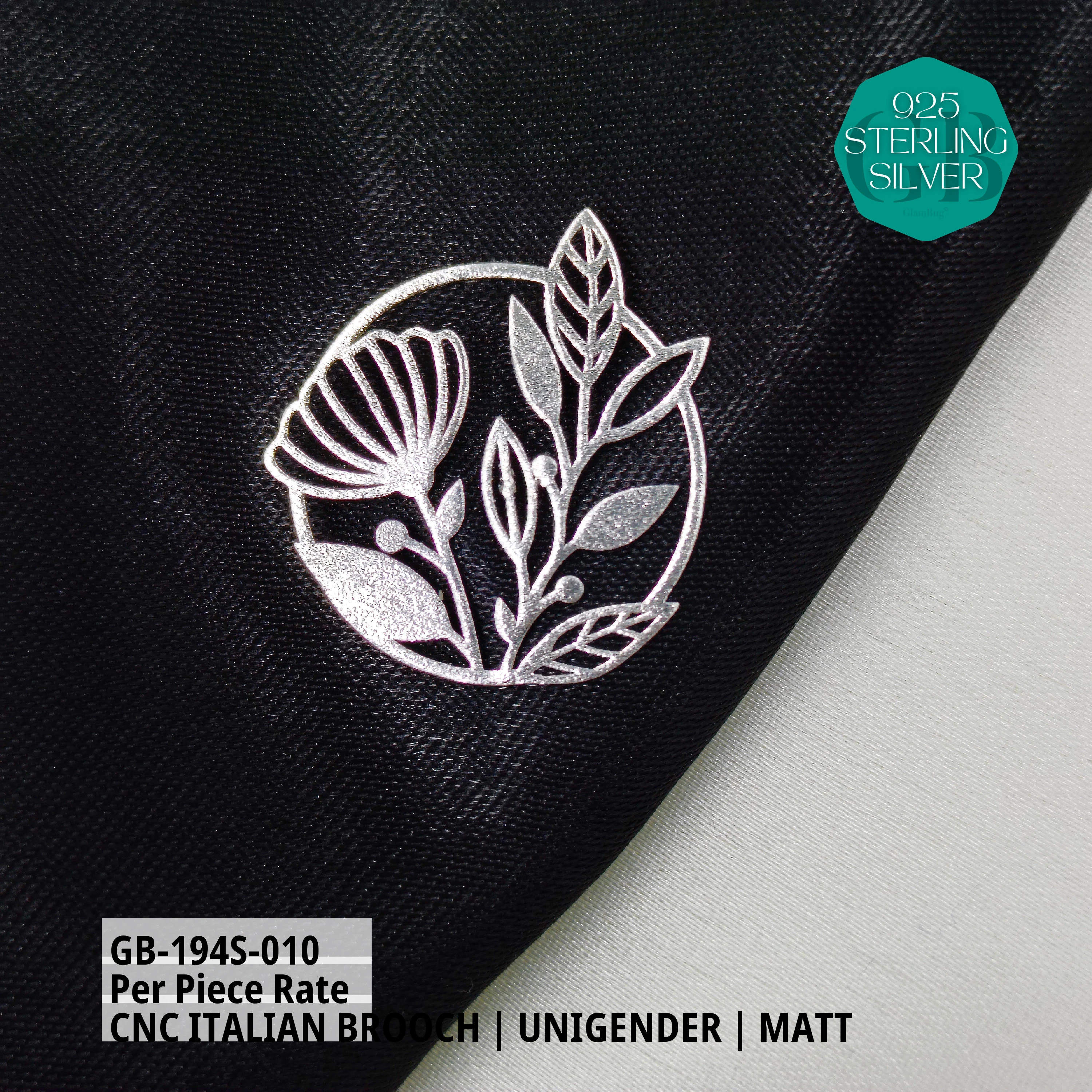 ITALIAN CNC BROOCHES - SILVER - Premium 925 Silver Jewellery - SKU: GB-194S-010 - Hyderabad Silver Importers