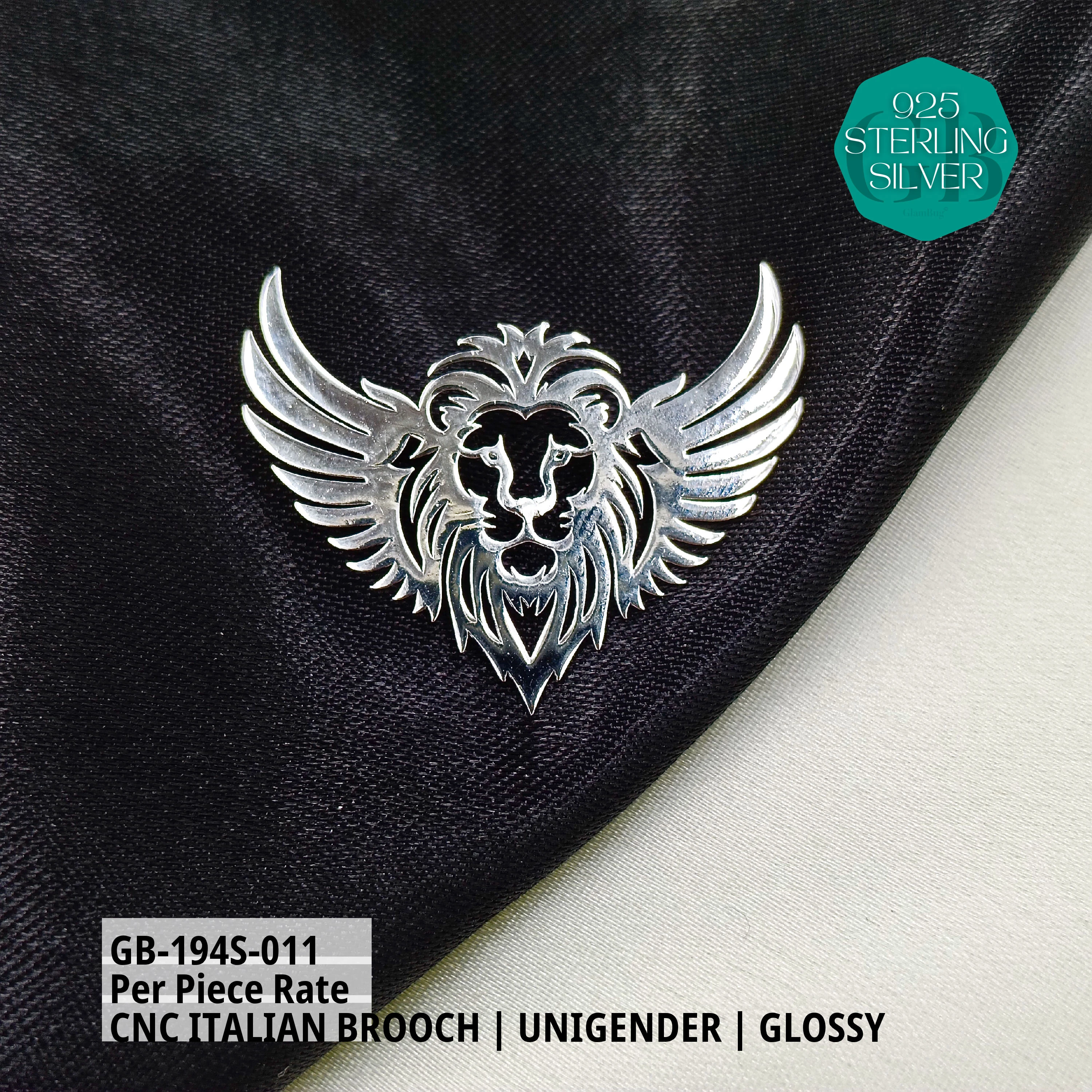 ITALIAN CNC BROOCHES - SILVER - Premium 925 Silver Jewellery - SKU: GB-194S-011 - Hyderabad Silver Importers