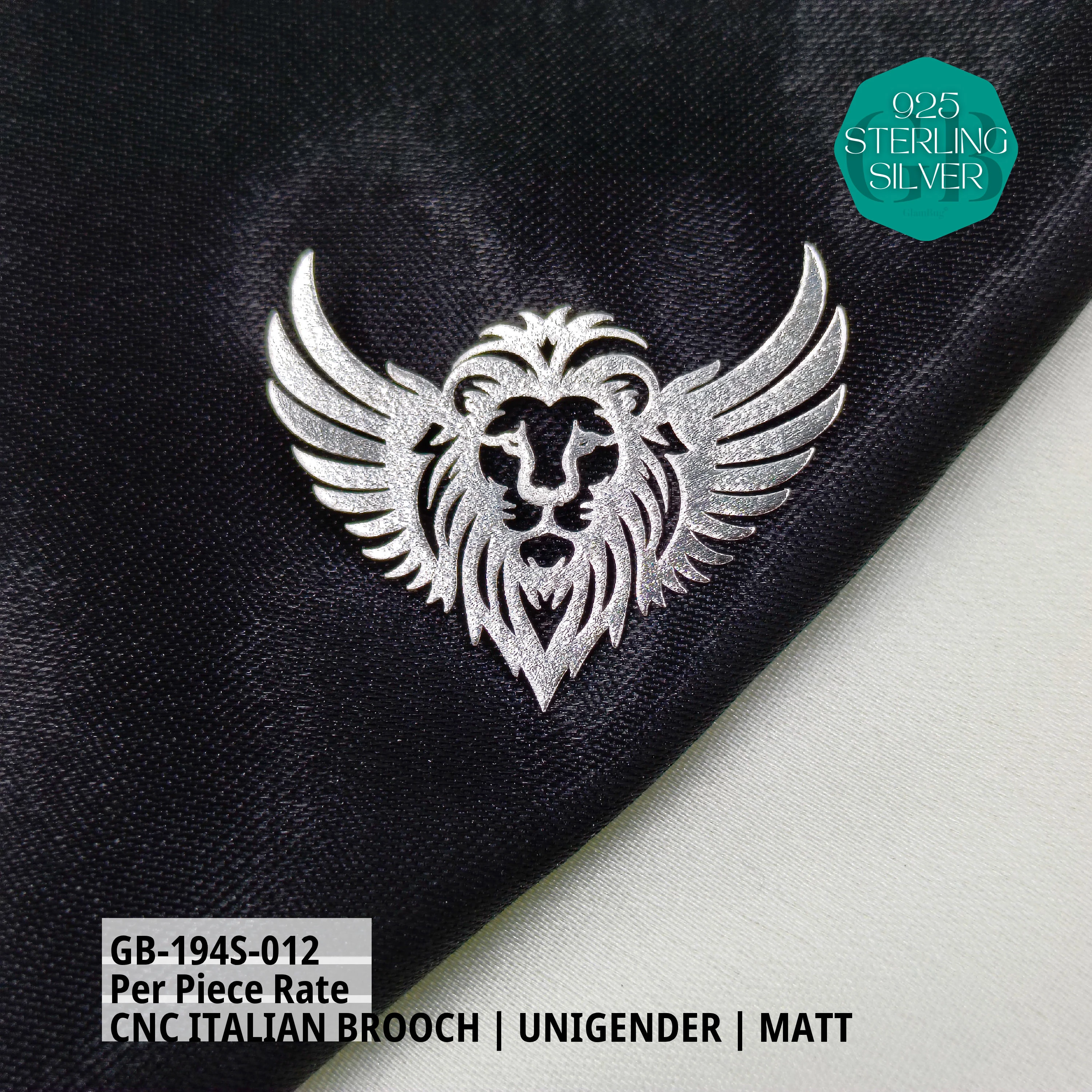 ITALIAN CNC BROOCHES - SILVER - Premium 925 Silver Jewellery - SKU: GB-194S-012 - Hyderabad Silver Importers