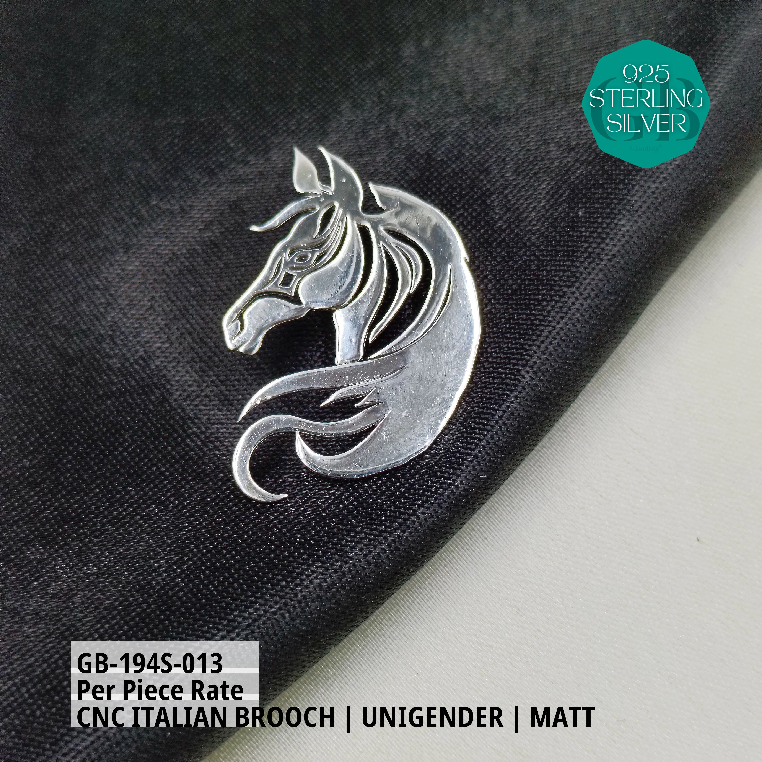 ITALIAN CNC BROOCHES - SILVER - Premium 925 Silver Jewellery - SKU: GB-194S-013 - Hyderabad Silver Importers