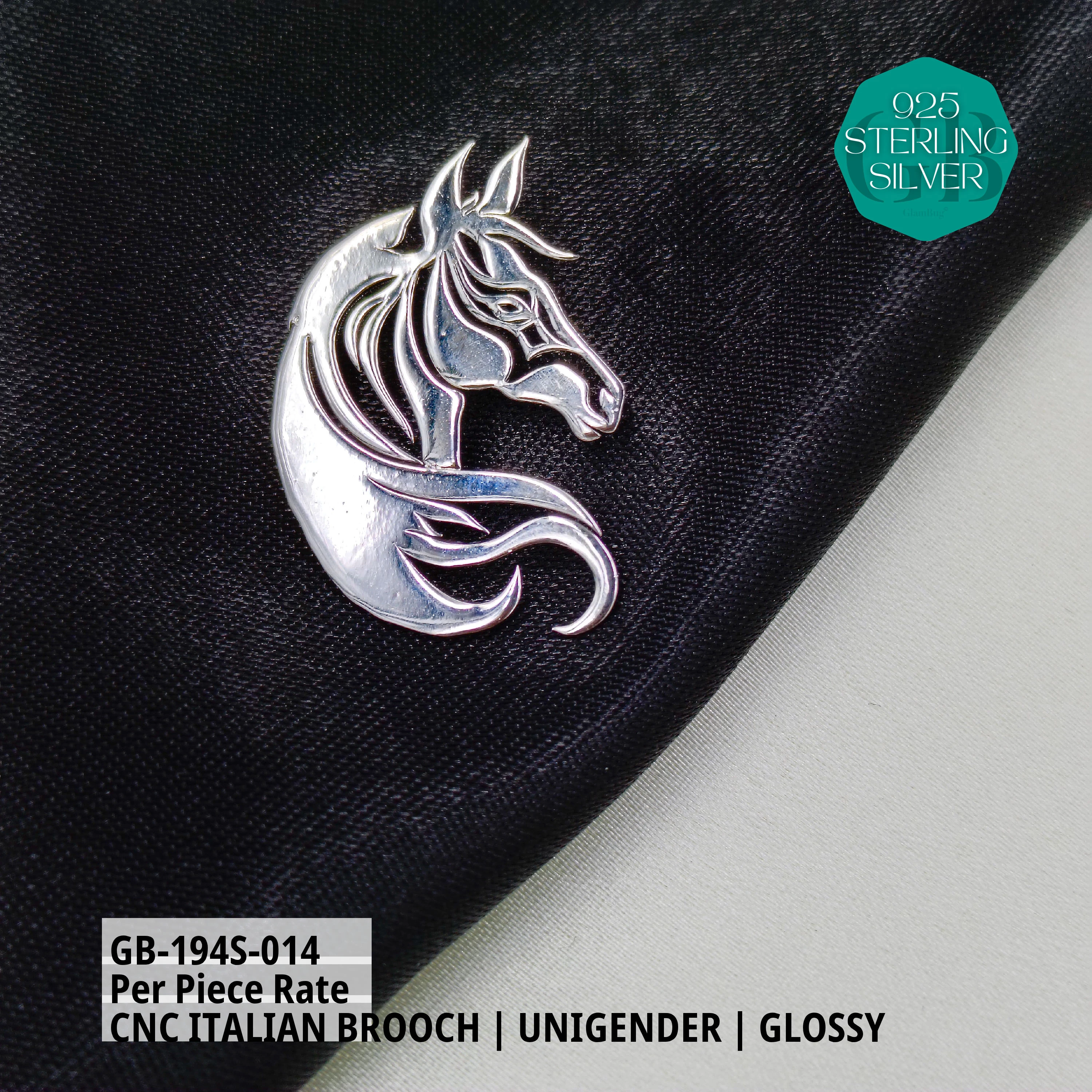 ITALIAN CNC BROOCHES - SILVER - Premium 925 Silver Jewellery - SKU: GB-194S-014 - Hyderabad Silver Importers