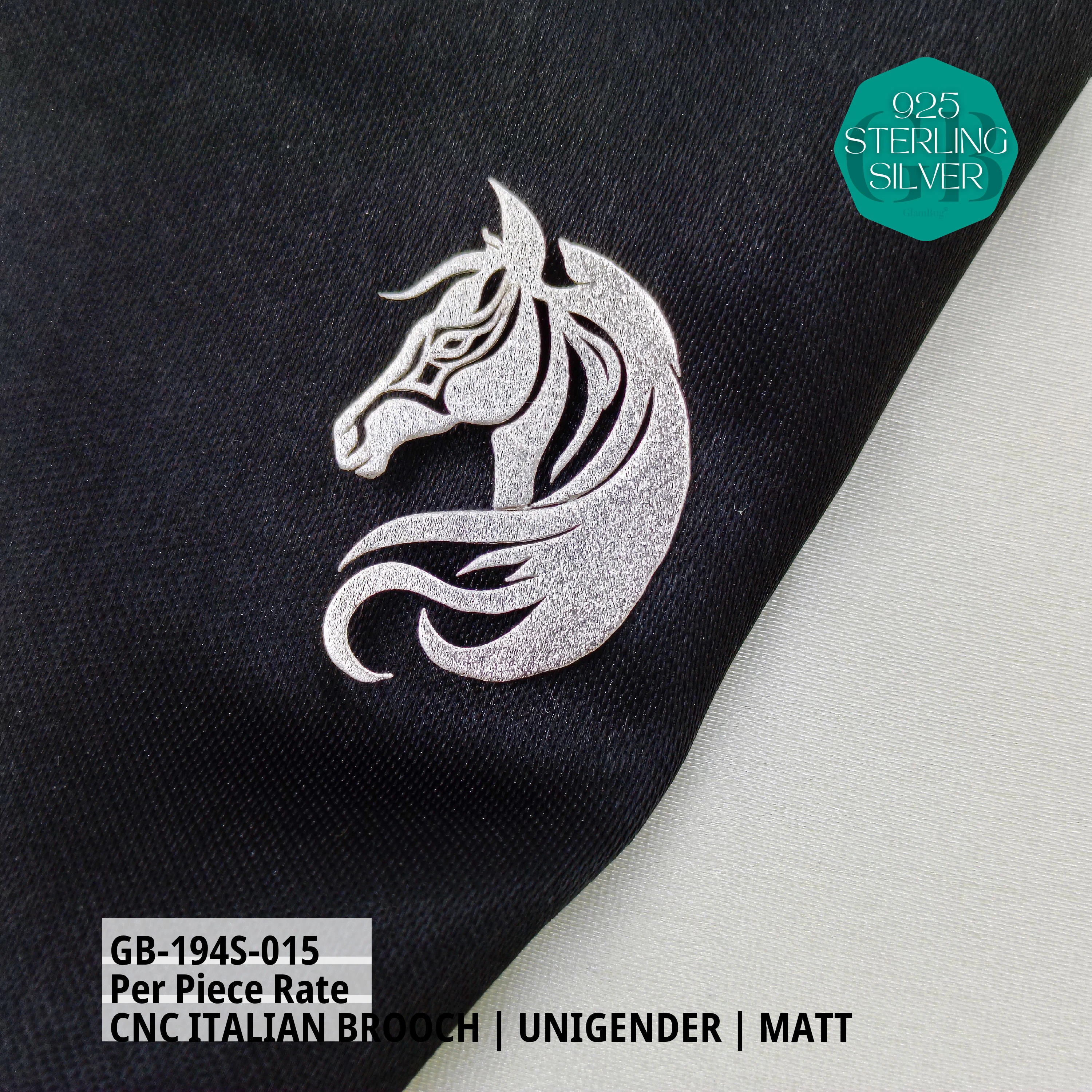 ITALIAN CNC BROOCHES - SILVER - Premium 925 Silver Jewellery - SKU: GB-194S-015 - Hyderabad Silver Importers