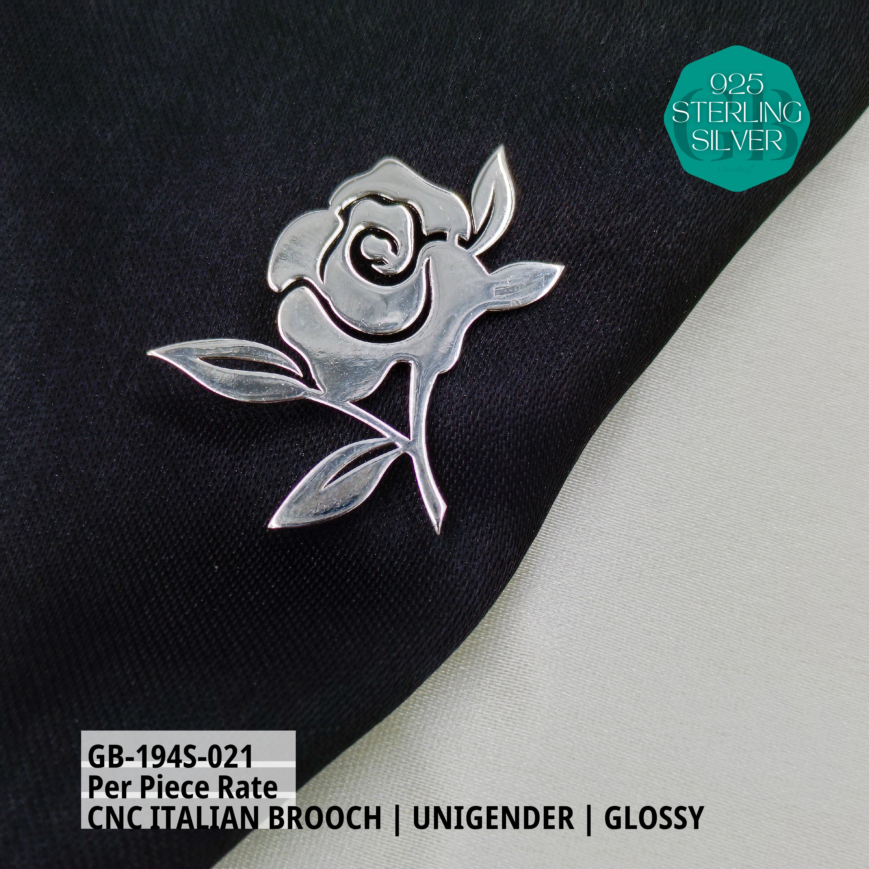 ITALIAN CNC BROOCHES - SILVER - Premium 925 Silver Jewellery - SKU: GB-194S-021 - Hyderabad Silver Importers