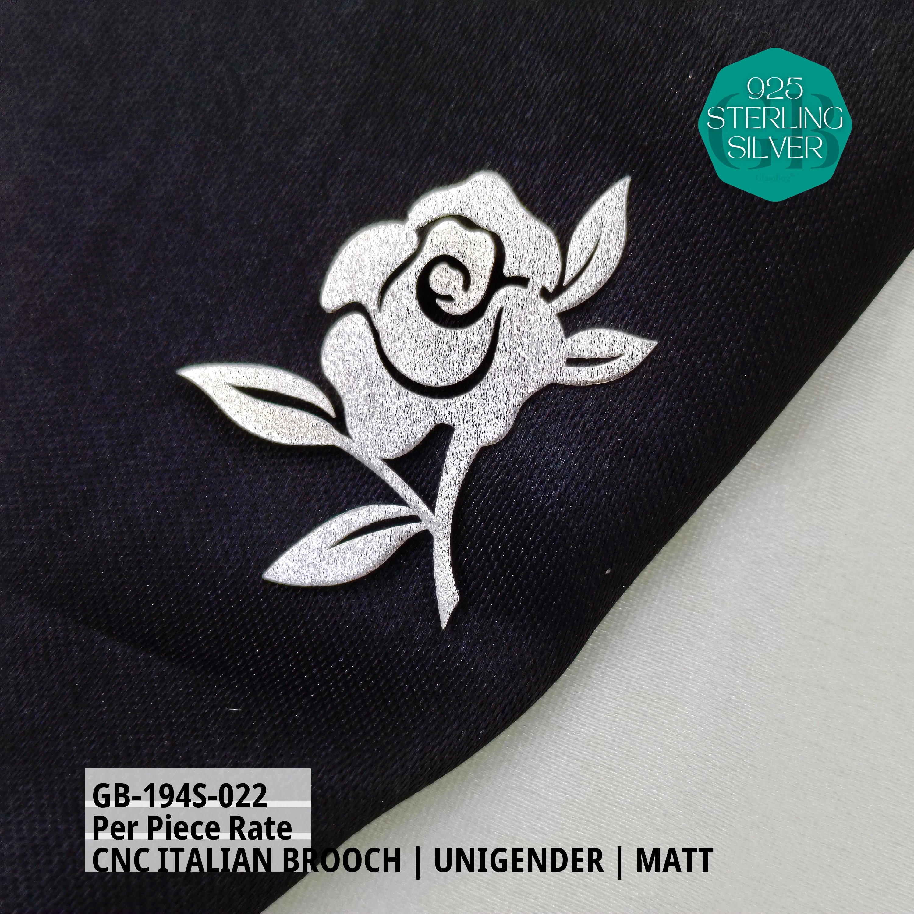 ITALIAN CNC BROOCHES - SILVER - Premium 925 Silver Jewellery - SKU: GB-194S-022 - Hyderabad Silver Importers