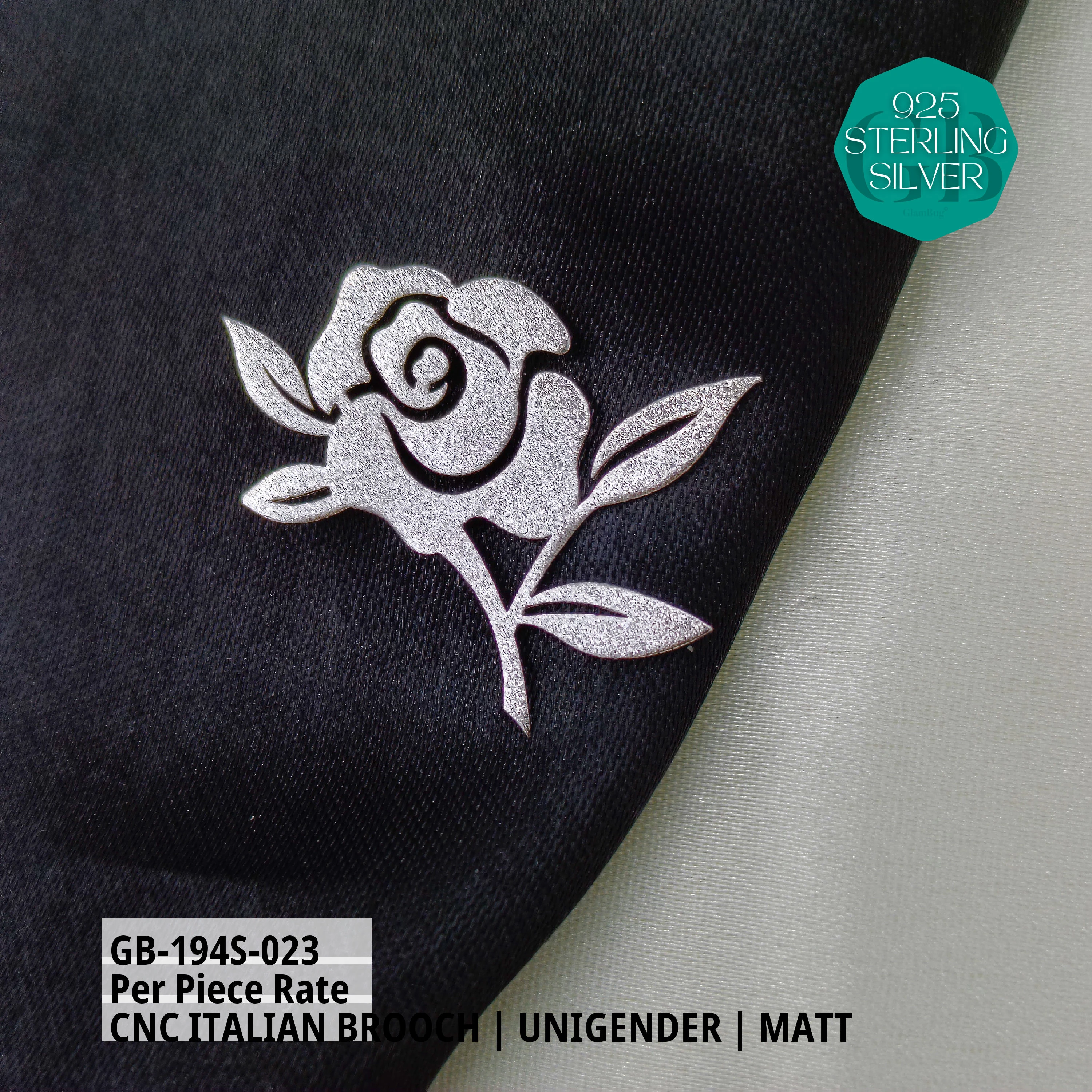 ITALIAN CNC BROOCHES - SILVER - Premium 925 Silver Jewellery - SKU: GB-194S-023 - Hyderabad Silver Importers