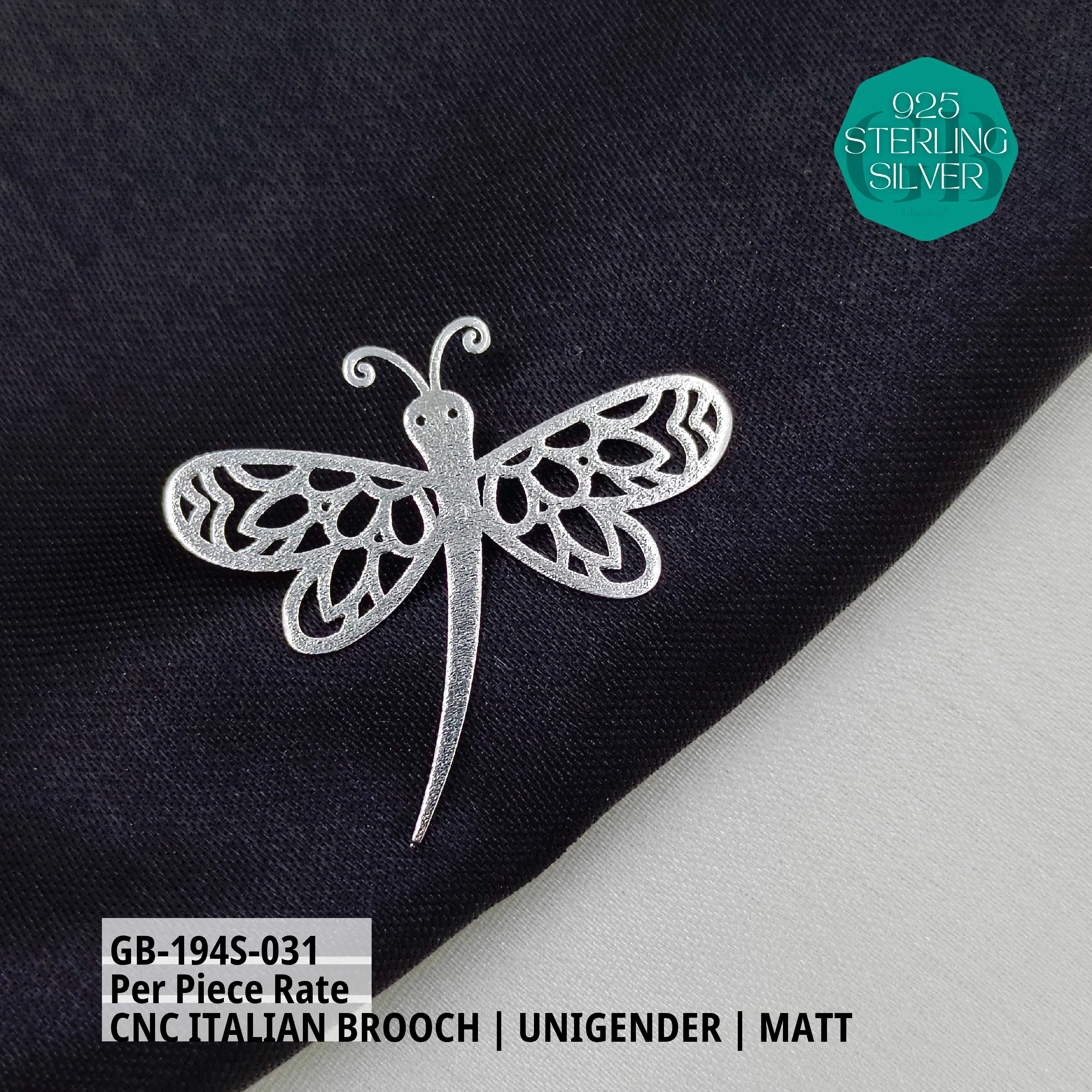 ITALIAN CNC BROOCHES - SILVER - Premium 925 Silver Jewellery - SKU: GB-194S-031 - Hyderabad Silver Importers