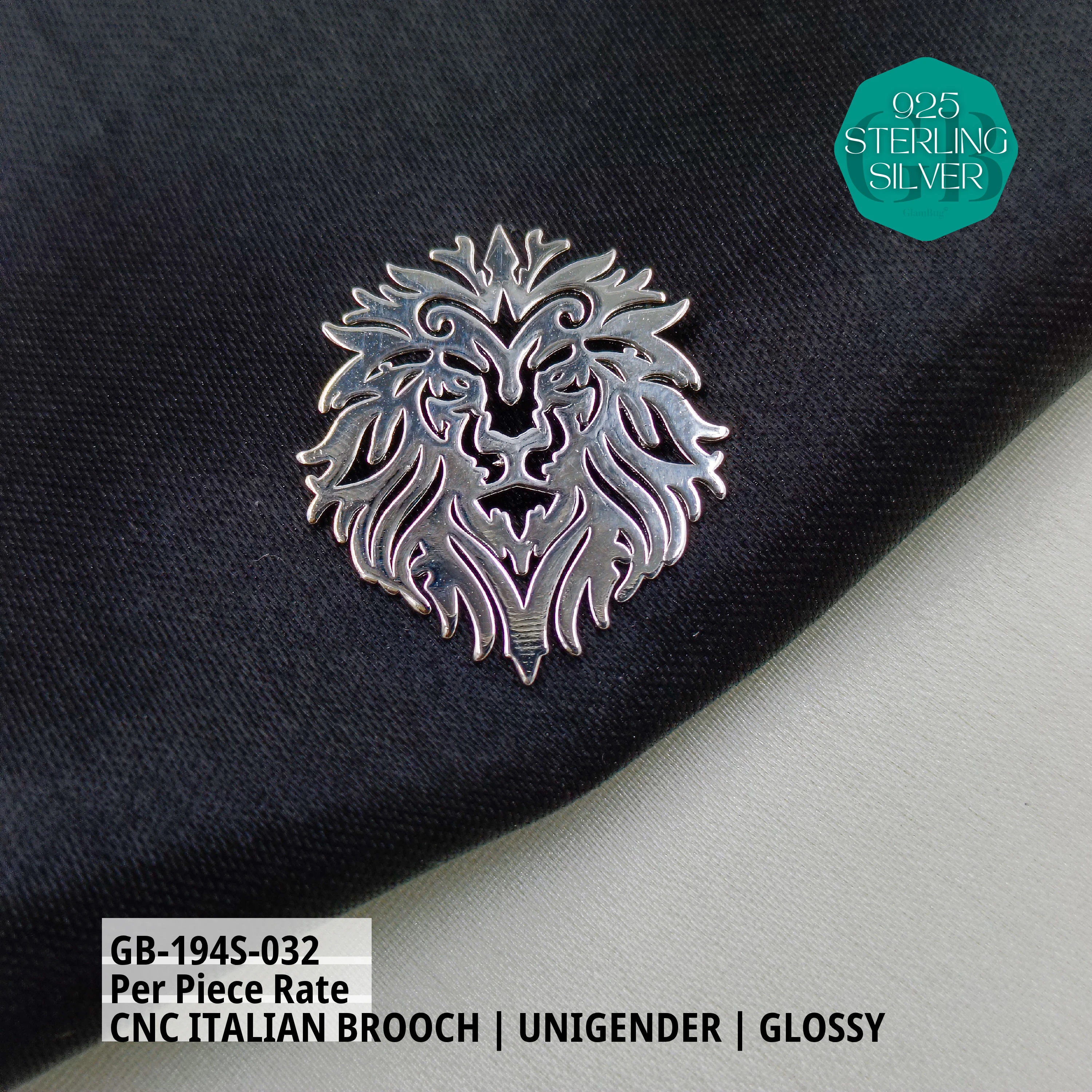 ITALIAN CNC BROOCHES - SILVER - Premium 925 Silver Jewellery - SKU: GB-194S-032 - Hyderabad Silver Importers