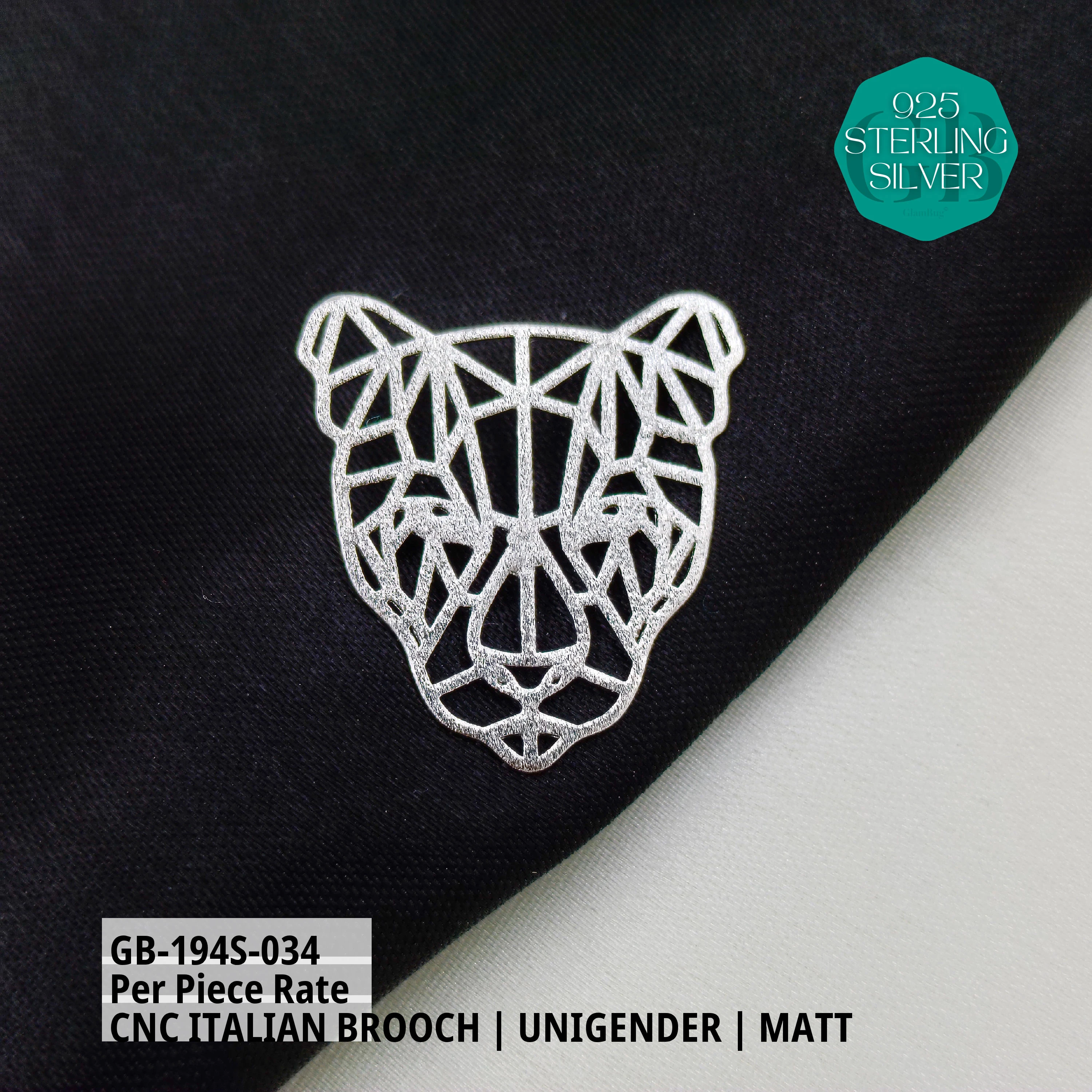 ITALIAN CNC BROOCHES - SILVER - Premium 925 Silver Jewellery - SKU: GB-194S-034 - Hyderabad Silver Importers