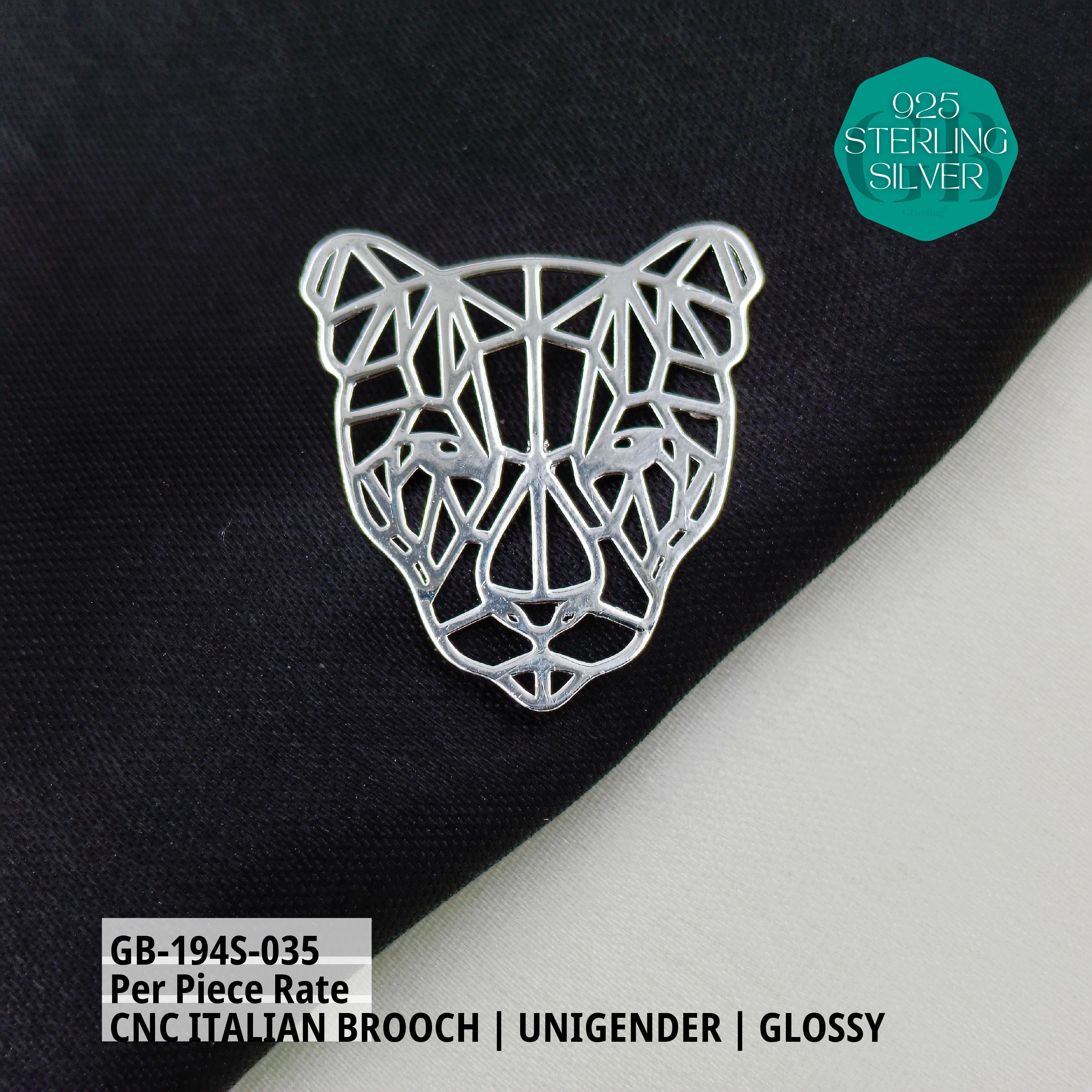 ITALIAN CNC BROOCHES - SILVER - Premium 925 Silver Jewellery - SKU: GB-194S-035 - Hyderabad Silver Importers