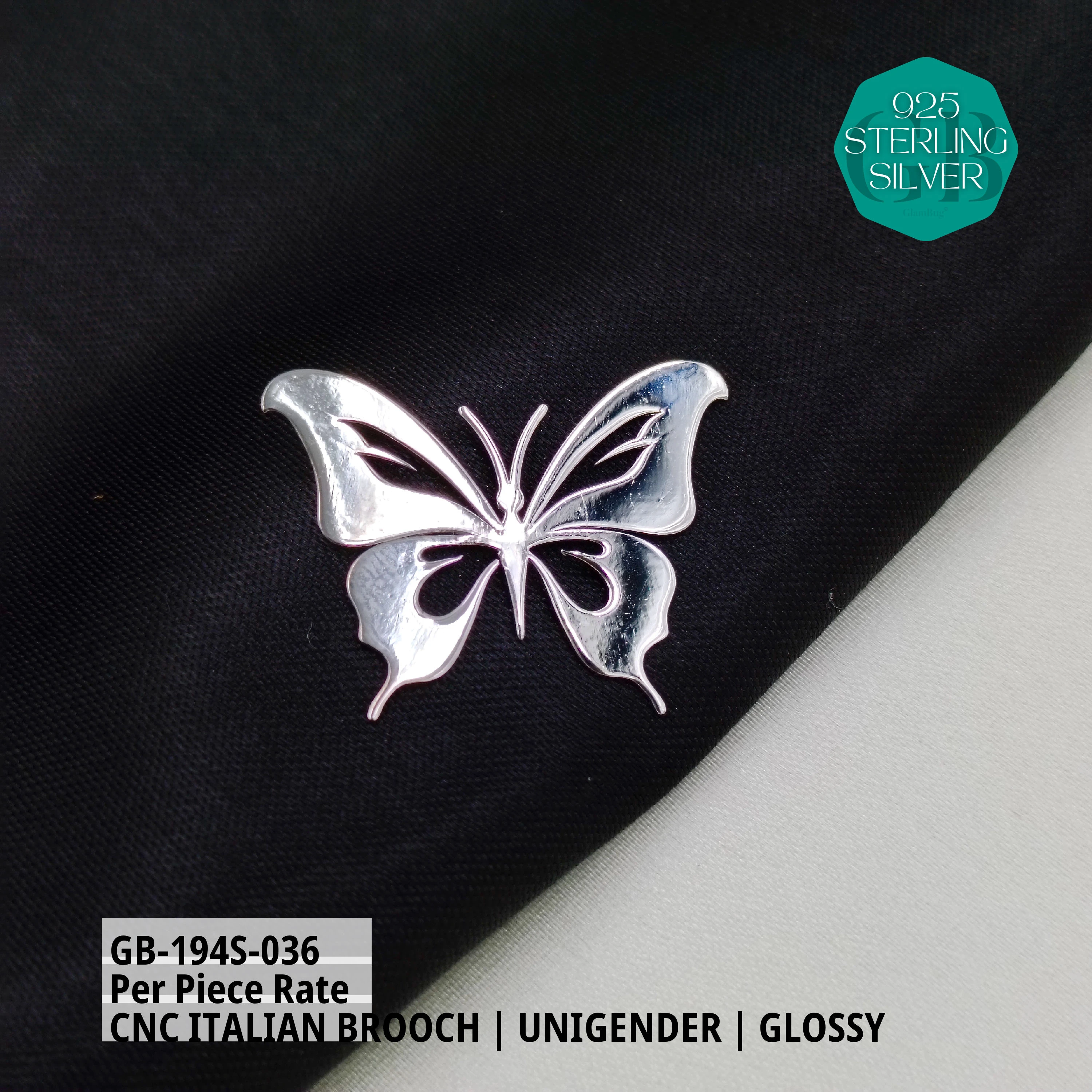 ITALIAN CNC BROOCHES - SILVER - Premium 925 Silver Jewellery - SKU: GB-194S-036 - Hyderabad Silver Importers