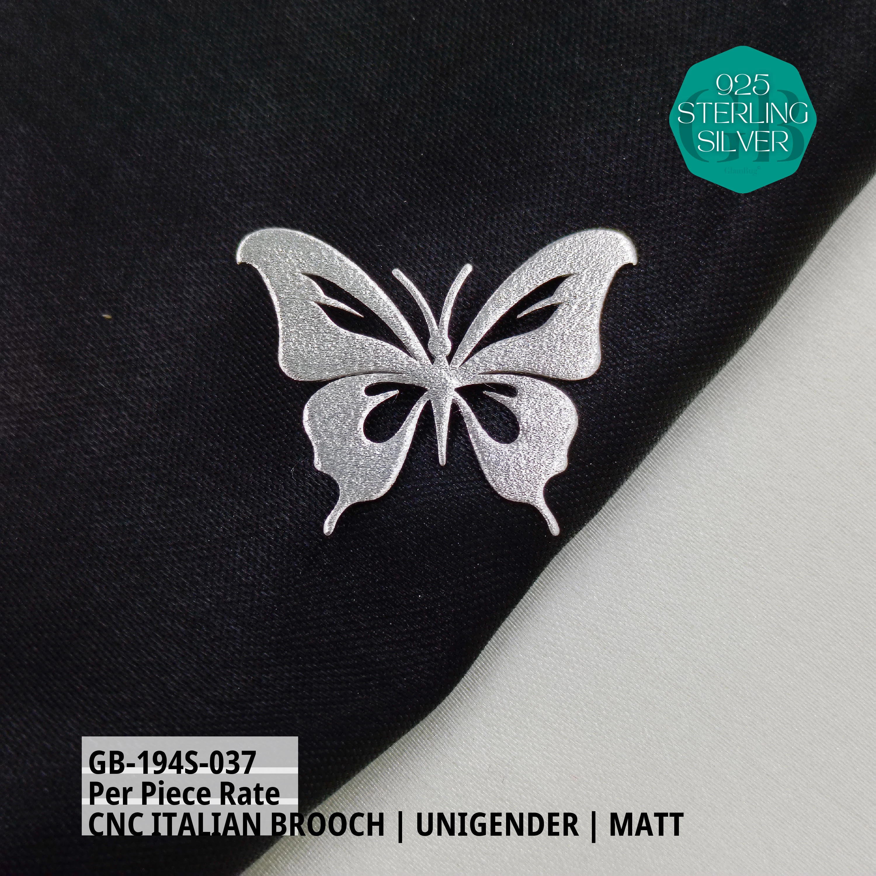 ITALIAN CNC BROOCHES - SILVER - Premium 925 Silver Jewellery - SKU: GB-194S-037 - Hyderabad Silver Importers