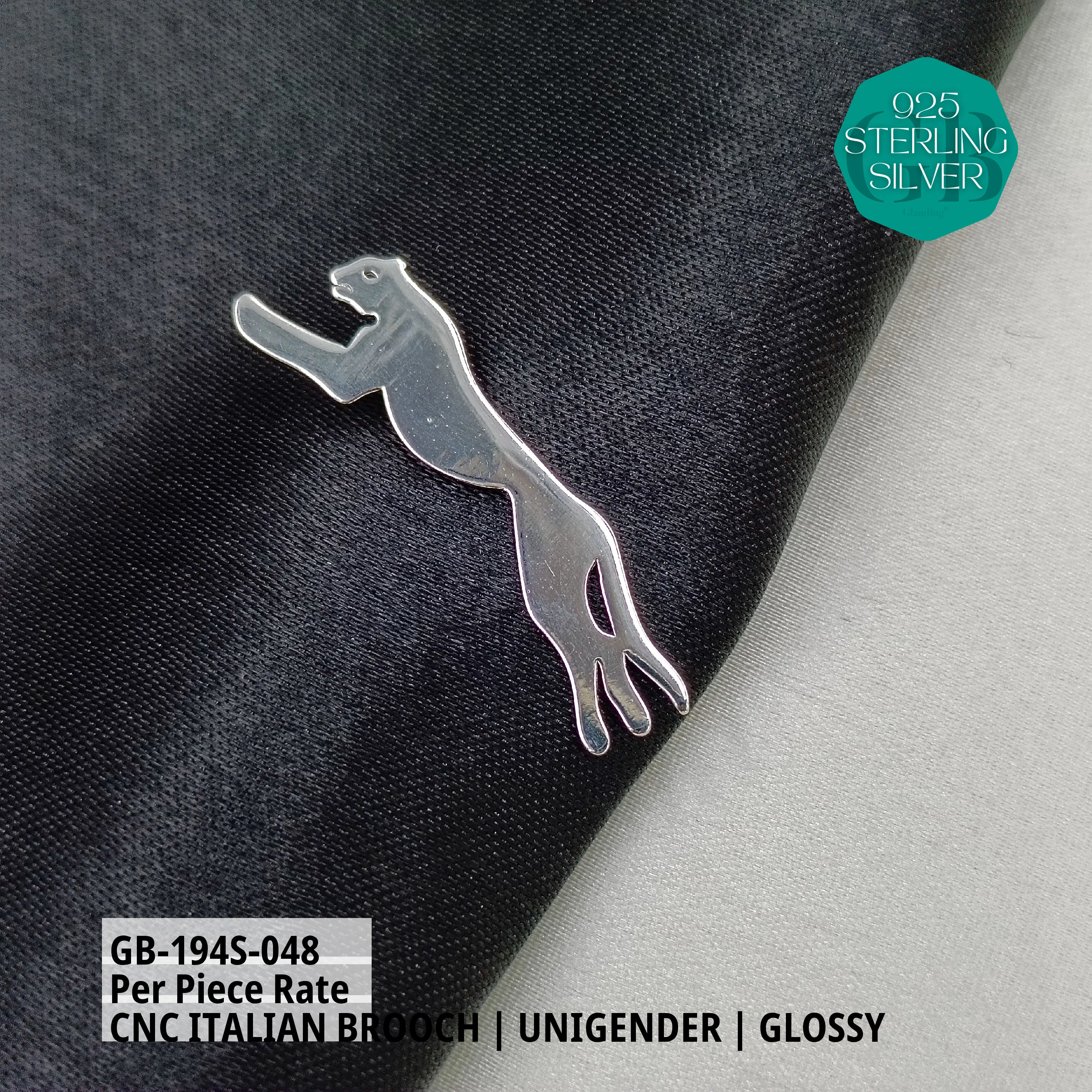 ITALIAN CNC BROOCHES - SILVER - Premium 925 Silver Jewellery - SKU: GB-194S-048 - Hyderabad Silver Importers