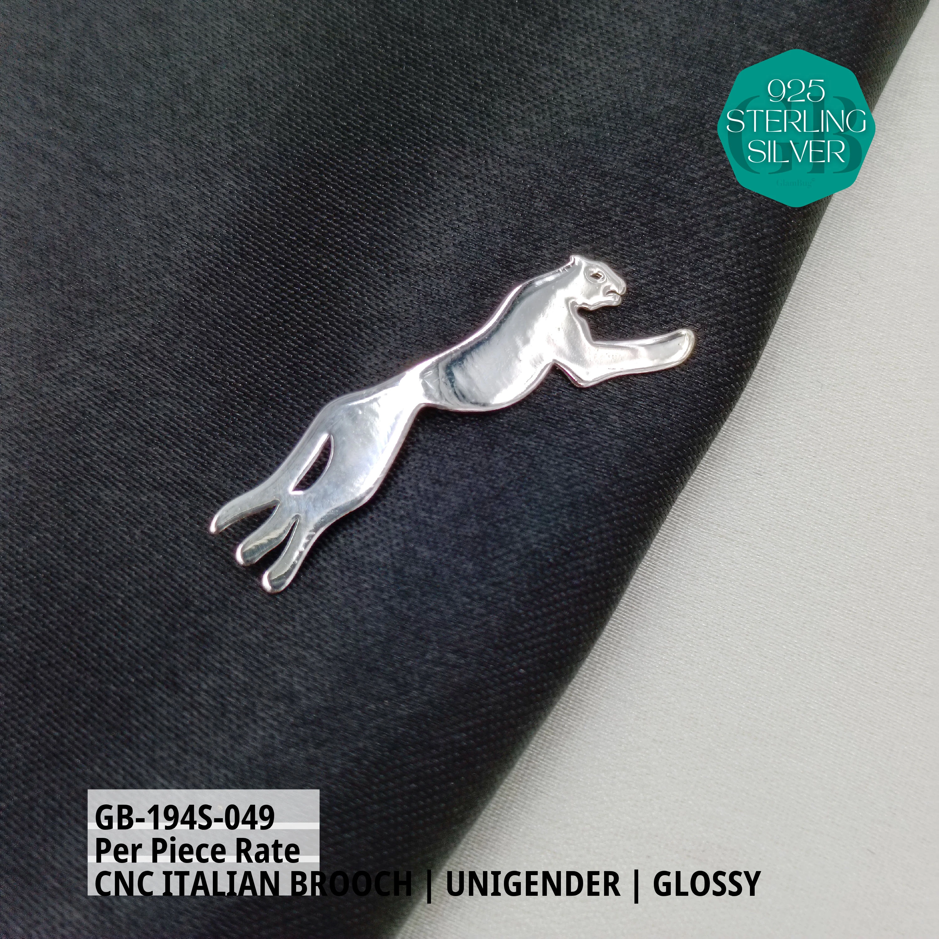 ITALIAN CNC BROOCHES - SILVER - Premium 925 Silver Jewellery - SKU: GB-194S-049 - Hyderabad Silver Importers